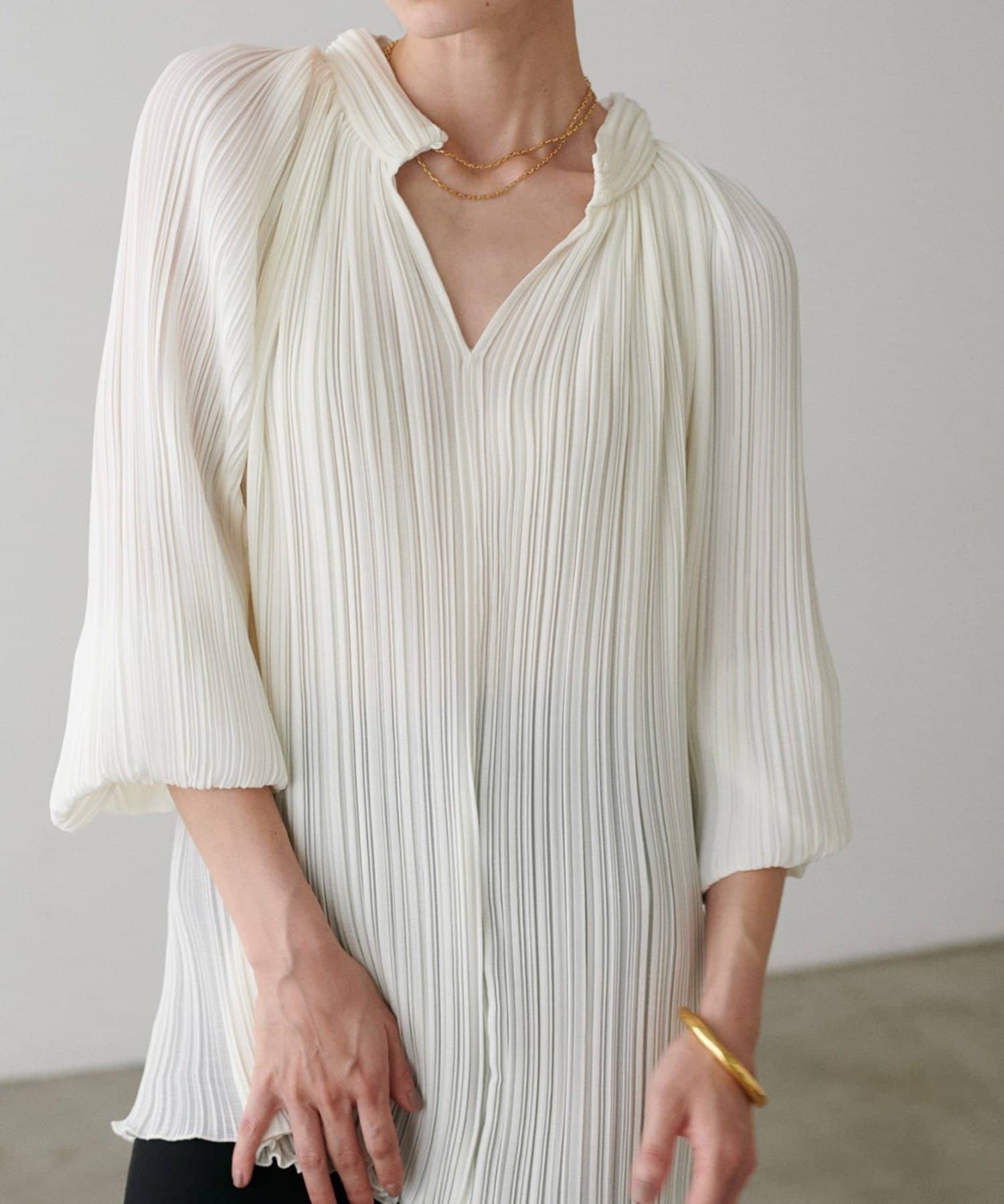 NICE CLAUP / OLIVE des OLIVE OUTLET(ナイスクラップ  / オリーブ デ オリーブ アウトレット) 【LARUTA】プリーツスモックブラウス