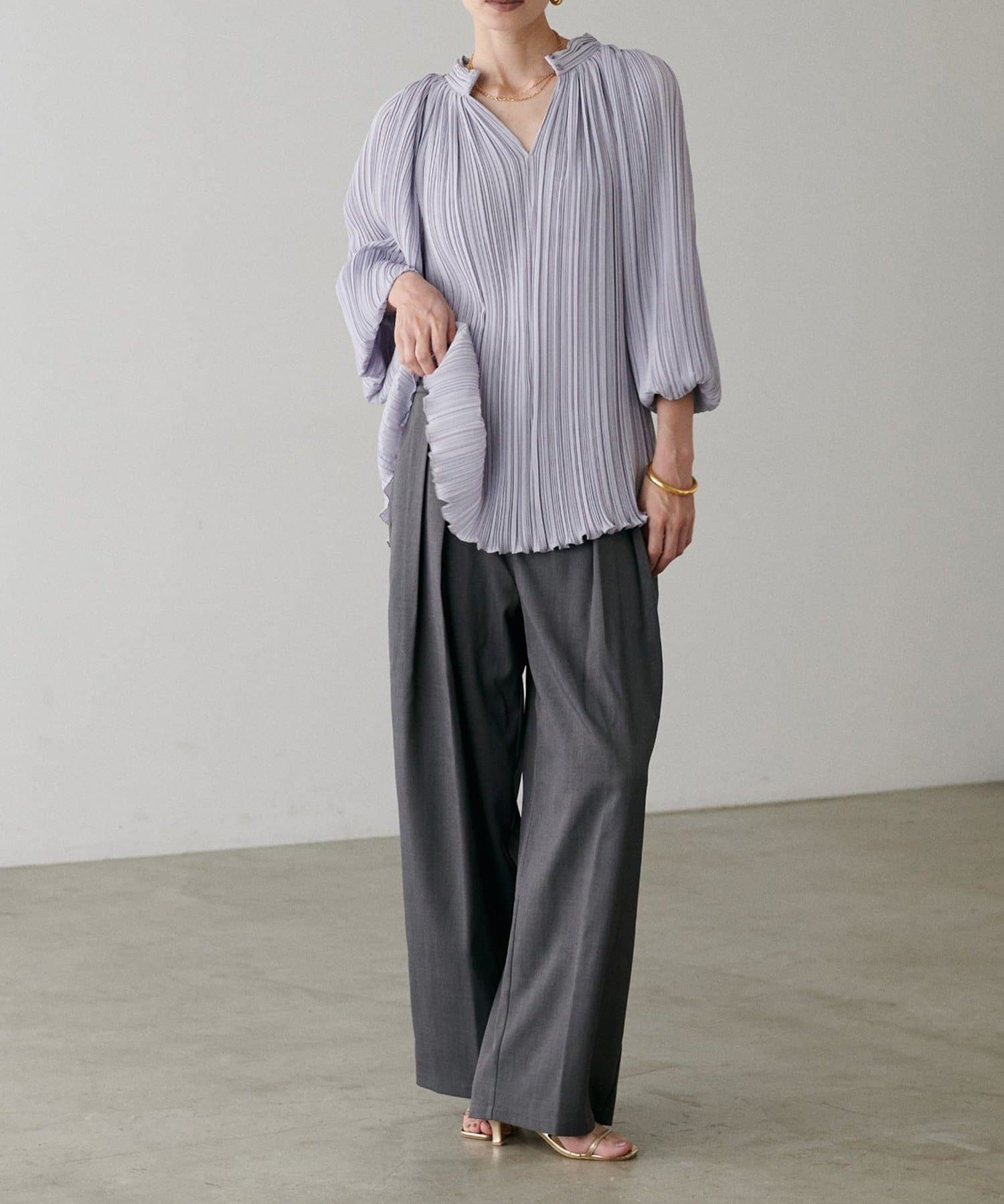 NICE CLAUP / OLIVE des OLIVE OUTLET(ナイスクラップ  / オリーブ デ オリーブ アウトレット) 【LARUTA】プリーツスモックブラウス