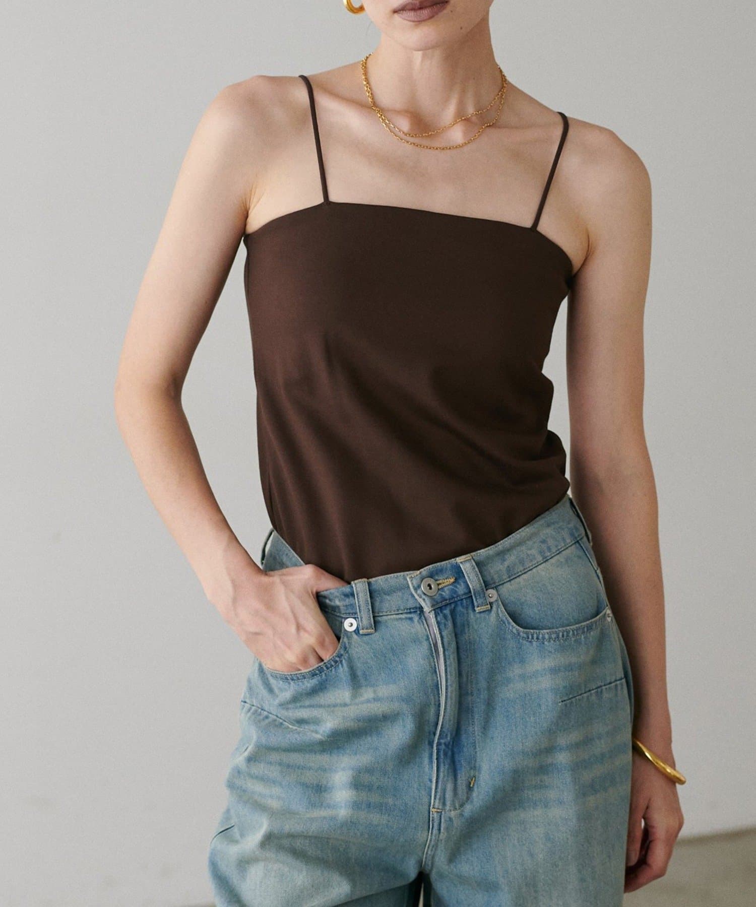 NICE CLAUP / OLIVE des OLIVE OUTLET(ナイスクラップ  / オリーブ デ オリーブ アウトレット) 【LARUTA】カップ付きレーヨンポンチキャミ