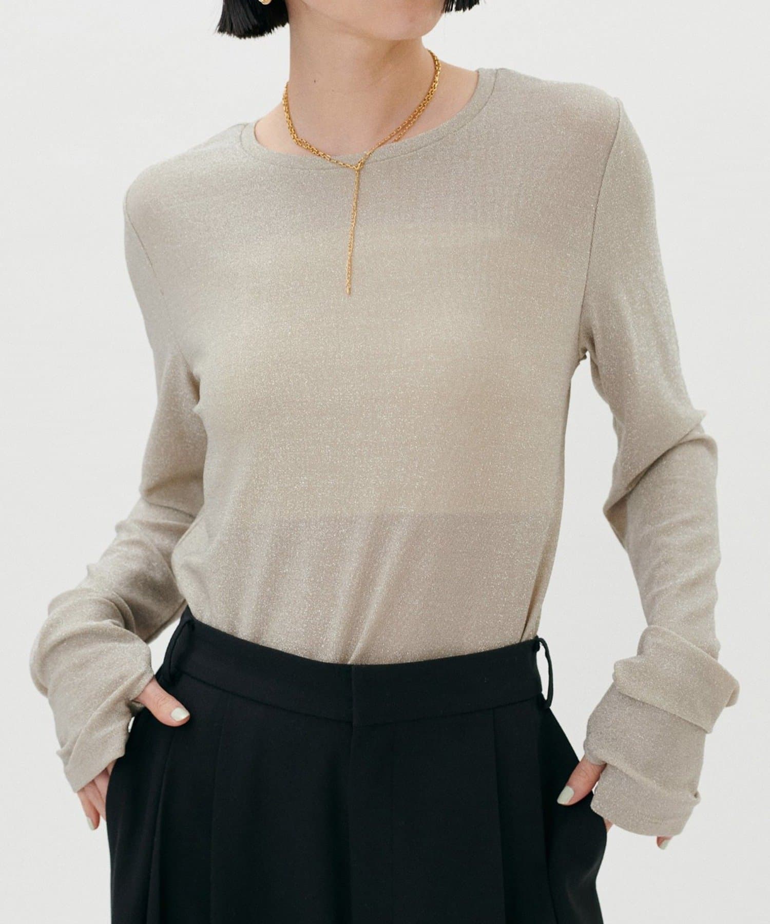 NICE CLAUP / OLIVE des OLIVE OUTLET(ナイスクラップ  / オリーブ デ オリーブ アウトレット) 【LARUTA】ラメフライスクルーネックプルオーバー