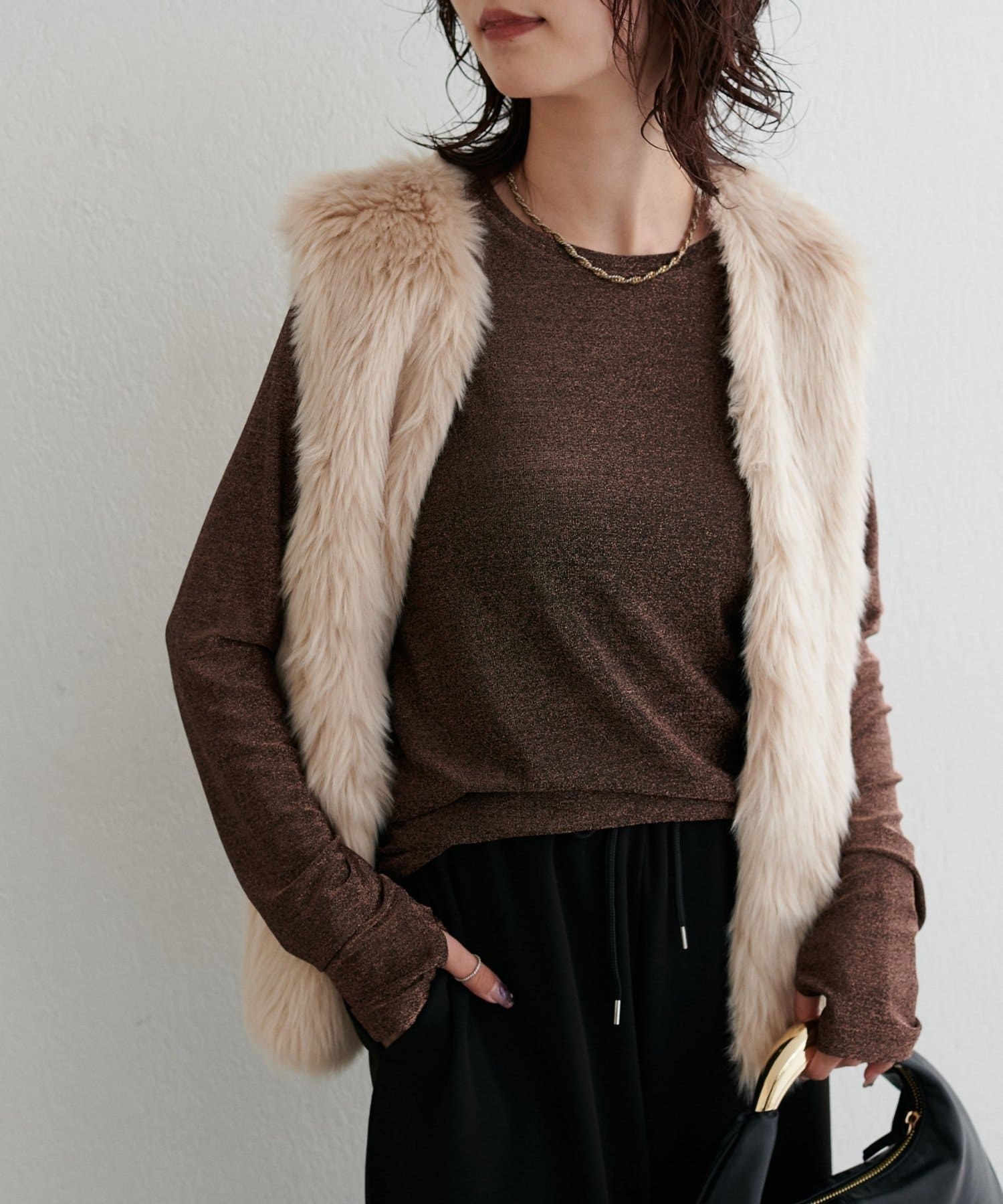 NICE CLAUP / OLIVE des OLIVE OUTLET(ナイスクラップ  / オリーブ デ オリーブ アウトレット) 【LARUTA】ラメフライスクルーネックプルオーバー