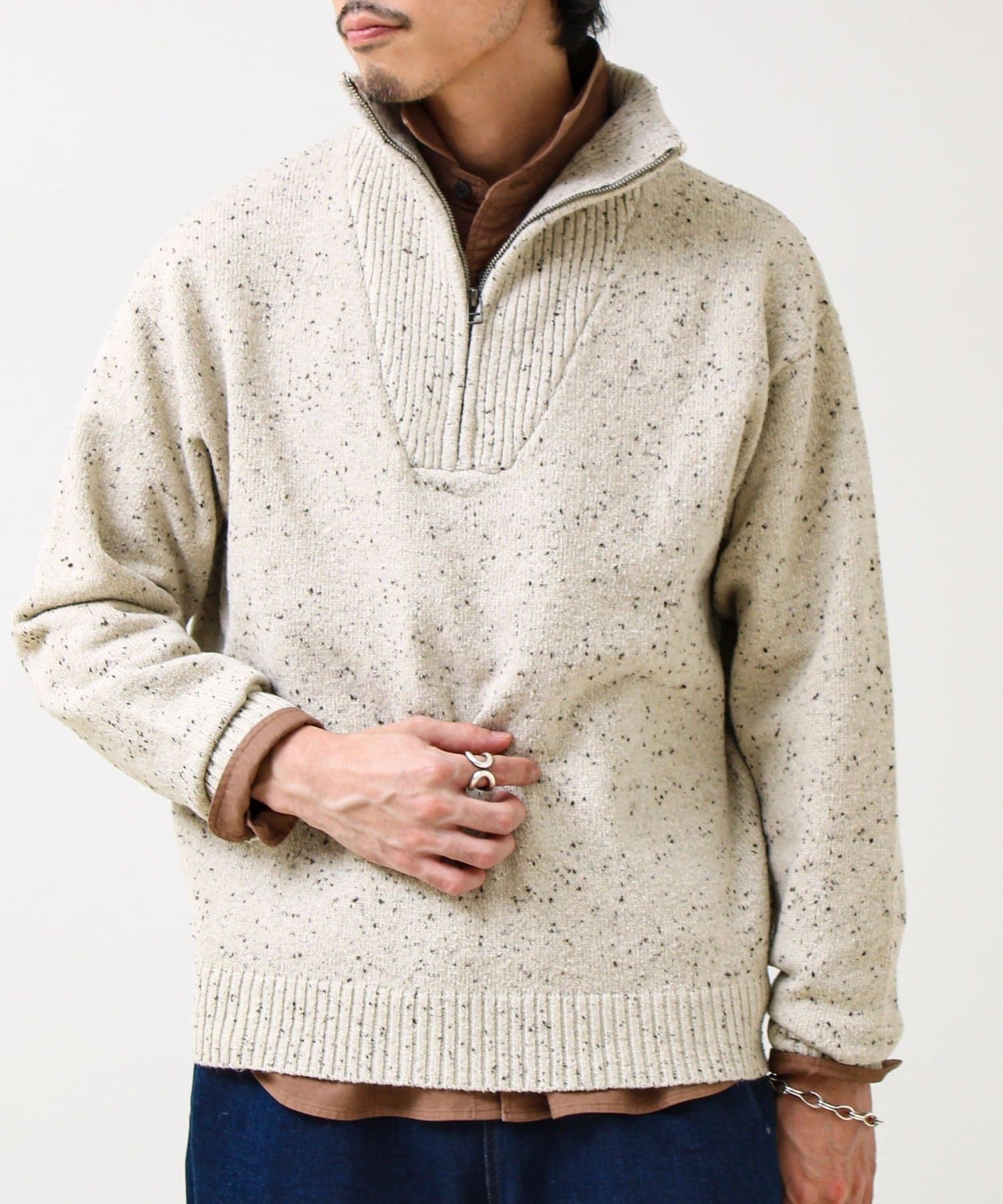 FREDY & GLOSTER(フレディ アンド グロスター) 【冬の大人レイヤードに】ネップハーフジッププルオーバー