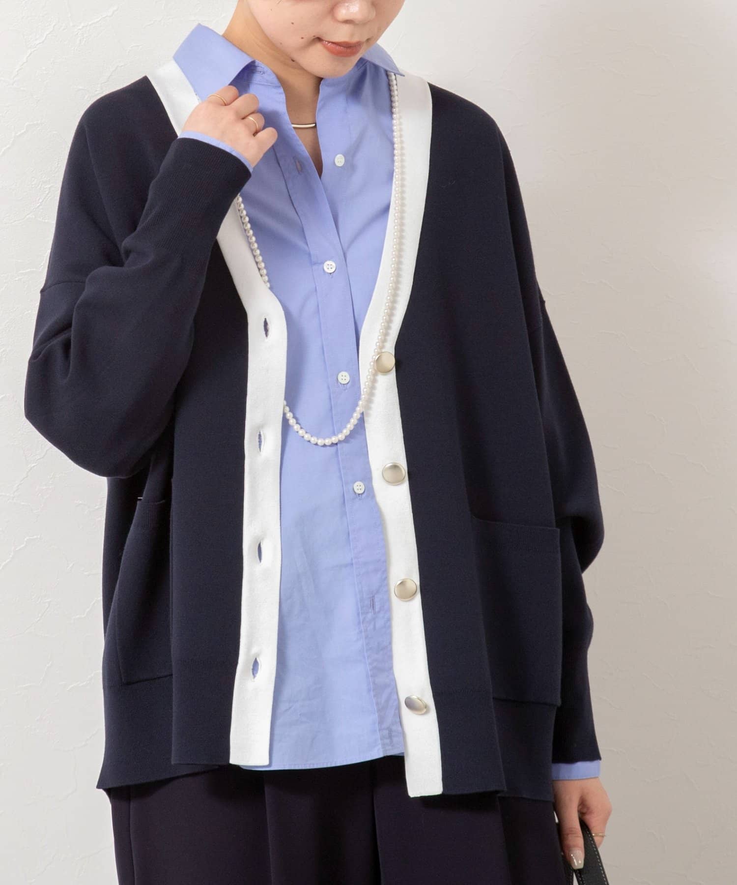 NOLLEY'S(ノーリーズ) 【一部WEB限定カラー】《手洗い可能》スムース編みVネックカーディガン