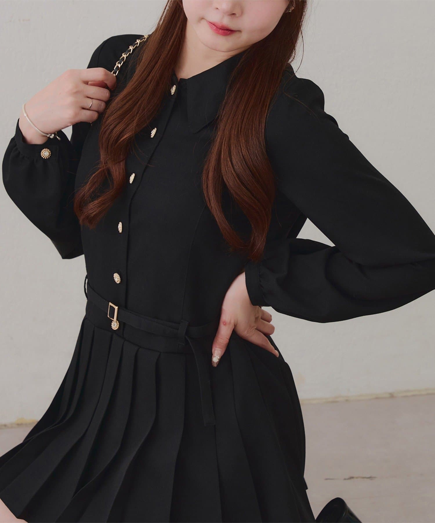 NICE CLAUP / OLIVE des OLIVE OUTLET(ナイスクラップ  / オリーブ デ オリーブ アウトレット) 【RMAF】ベルト付シャツミニワンピ