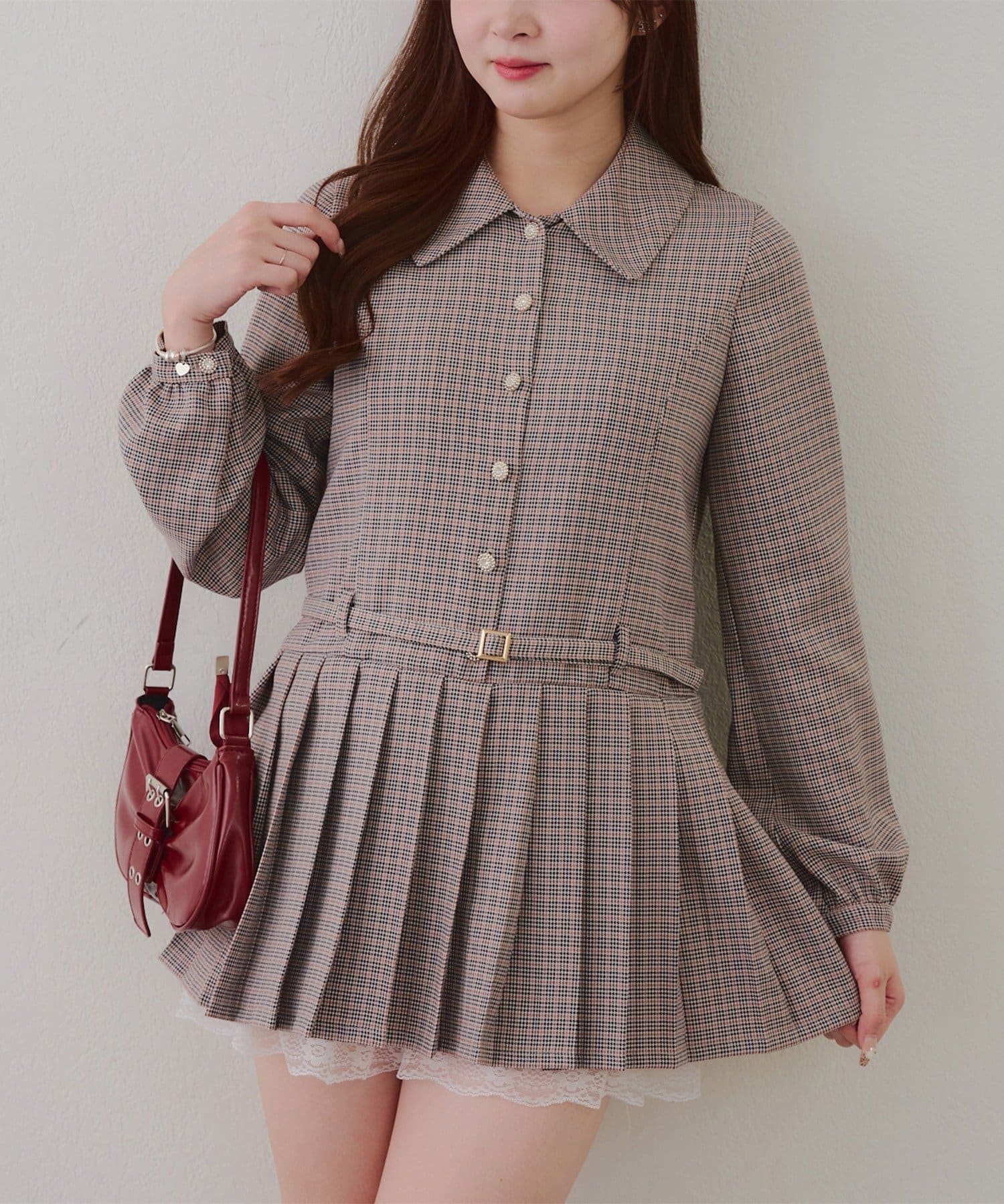 NICE CLAUP / OLIVE des OLIVE OUTLET(ナイスクラップ  / オリーブ デ オリーブ アウトレット) 【RMAF】ベルト付シャツミニワンピ