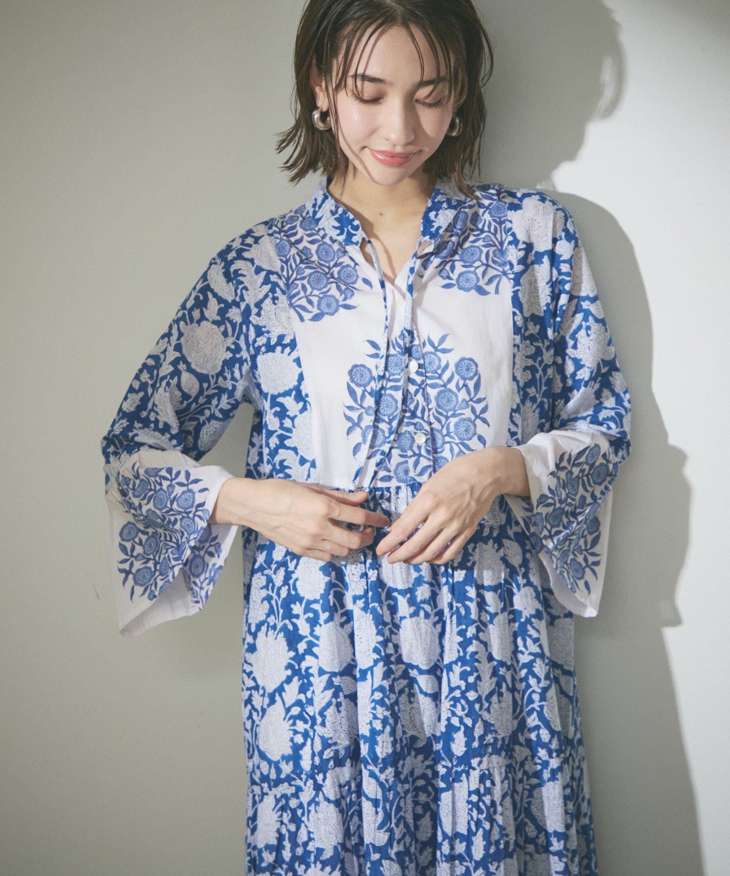 Remind me and forever(リマインドミーアンドフォーエバー) 【India series】【nane】インドコットン総花柄ワンピース