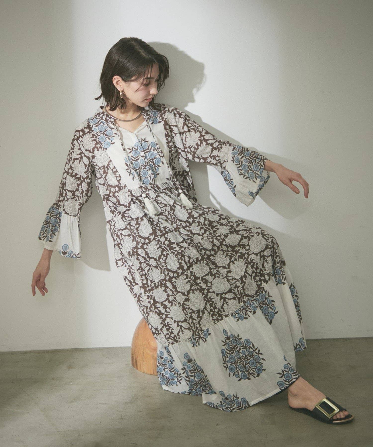 Remind me and forever(リマインドミーアンドフォーエバー) 【India series】【nane】インドコットン総花柄ワンピース