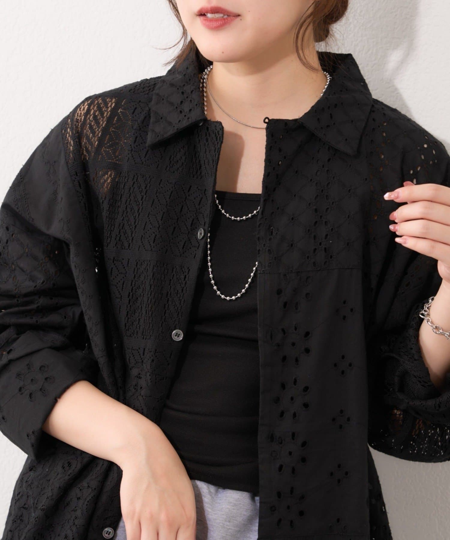 Remind me and forever(リマインドミーアンドフォーエバー) 【nane】【India series】パッチワークレースブラウス