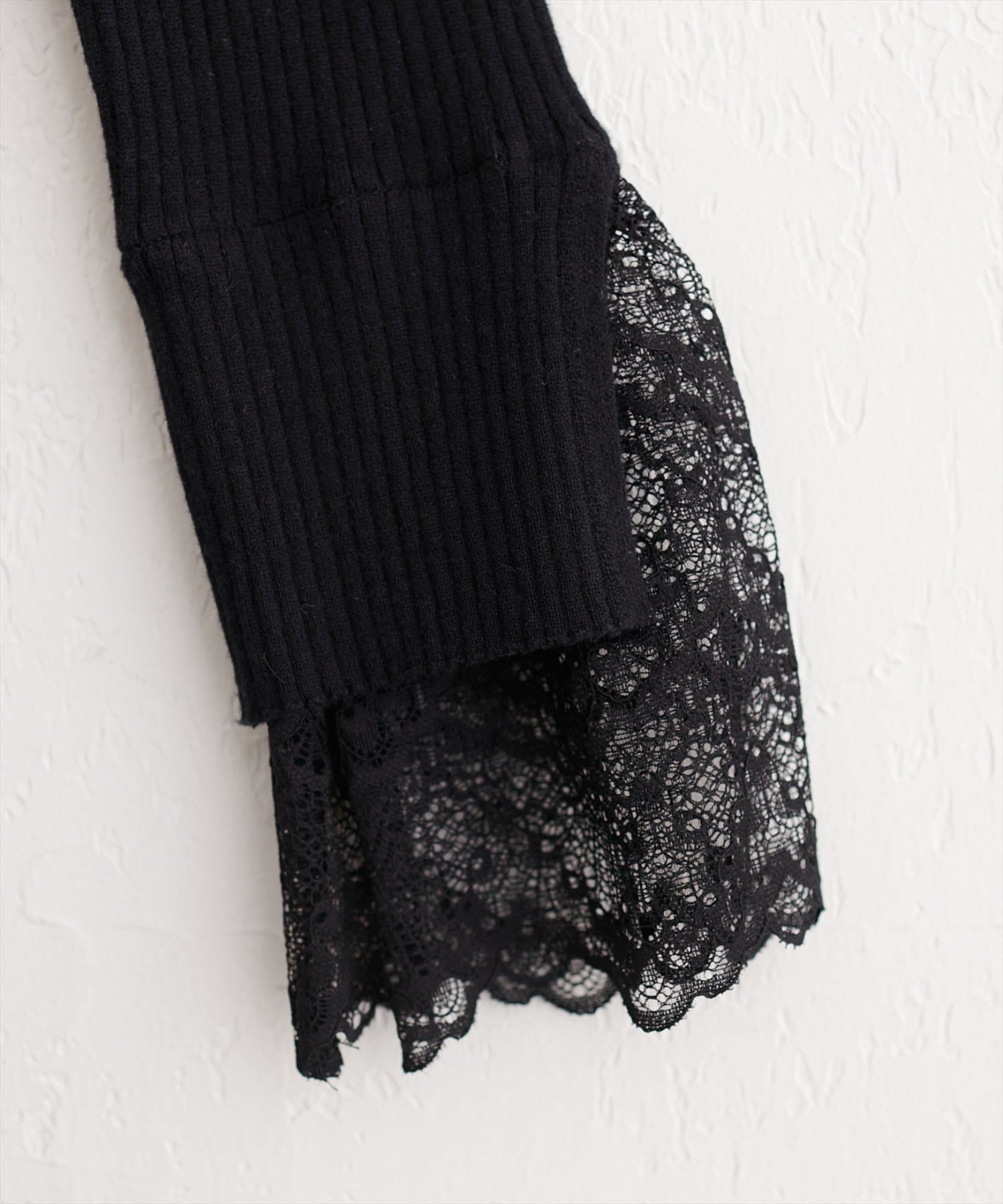 natural couture(ナチュラルクチュール) 袖口レースニットワンピース