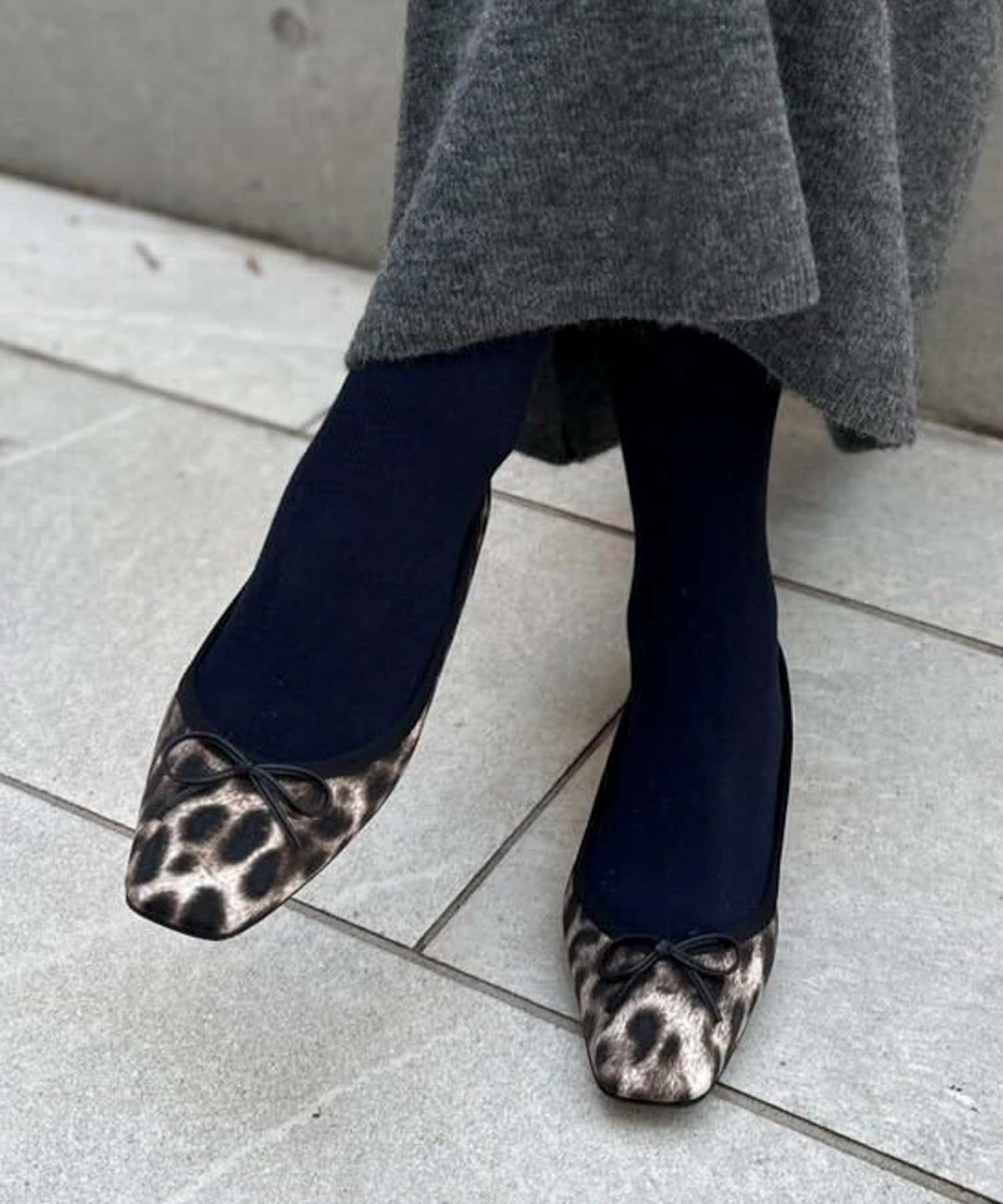 NOLLEY'S(ノーリーズ) 【NOLLEYS/ノーリーズ】スクエアトゥレオパードバレエシューズ