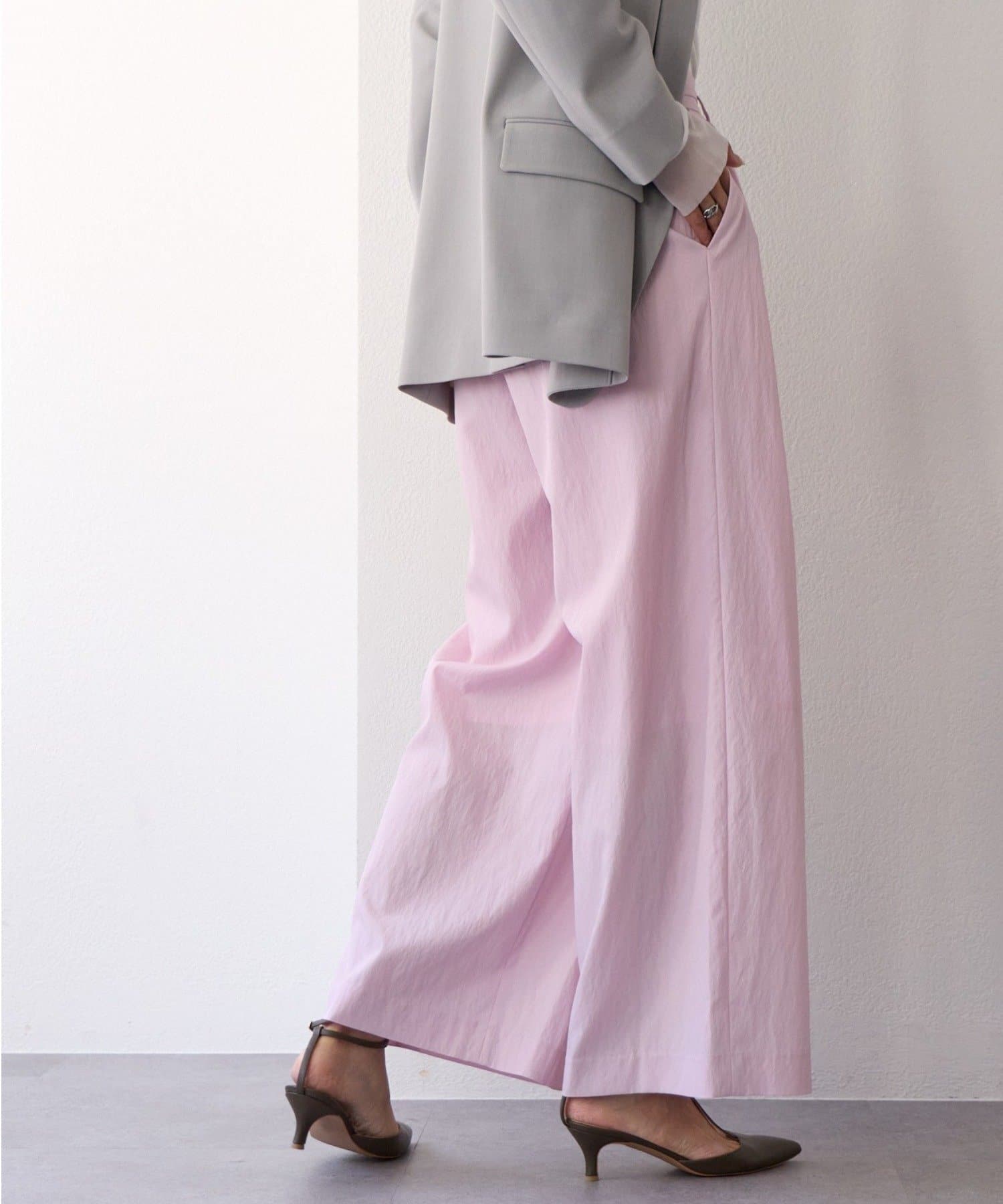 RIVE DROITE(リヴドロワ) 予約【美シルエット】クロスタックワイドパンツ