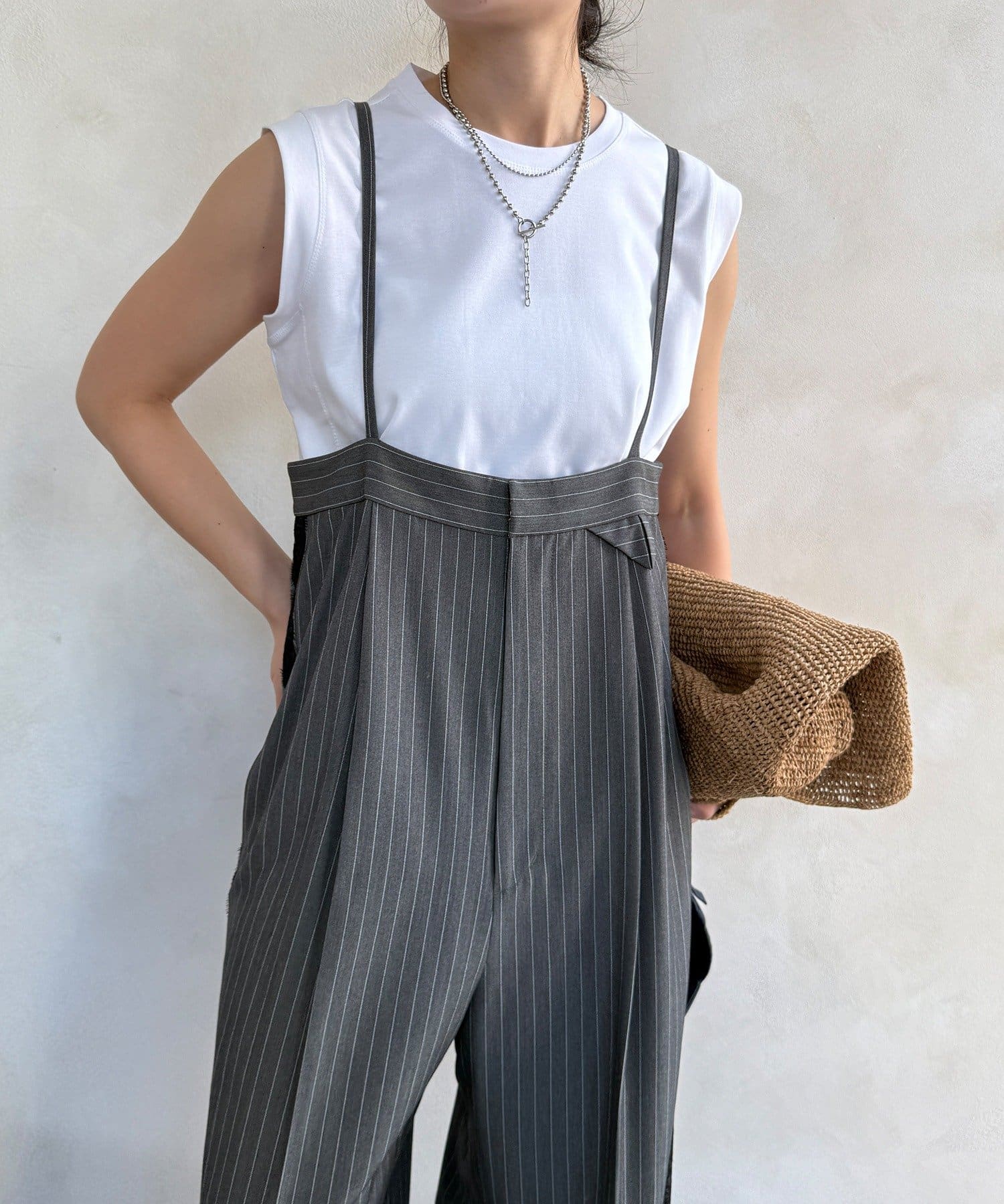 DOUDOU(ドゥドゥ) 【WEB限定】ハイウエストサロペット