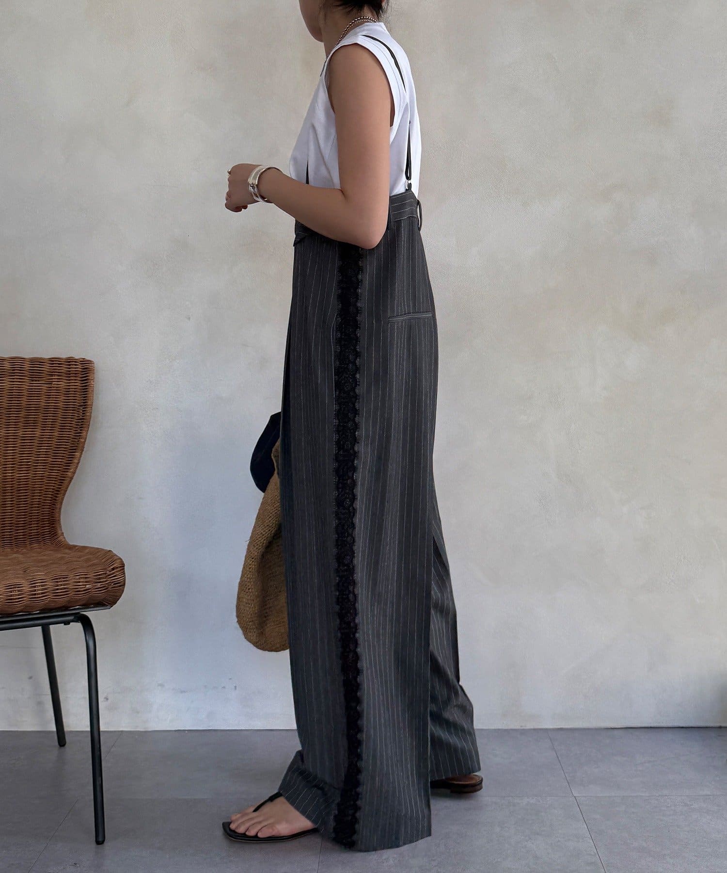 DOUDOU(ドゥドゥ) 【WEB限定】ハイウエストサロペット