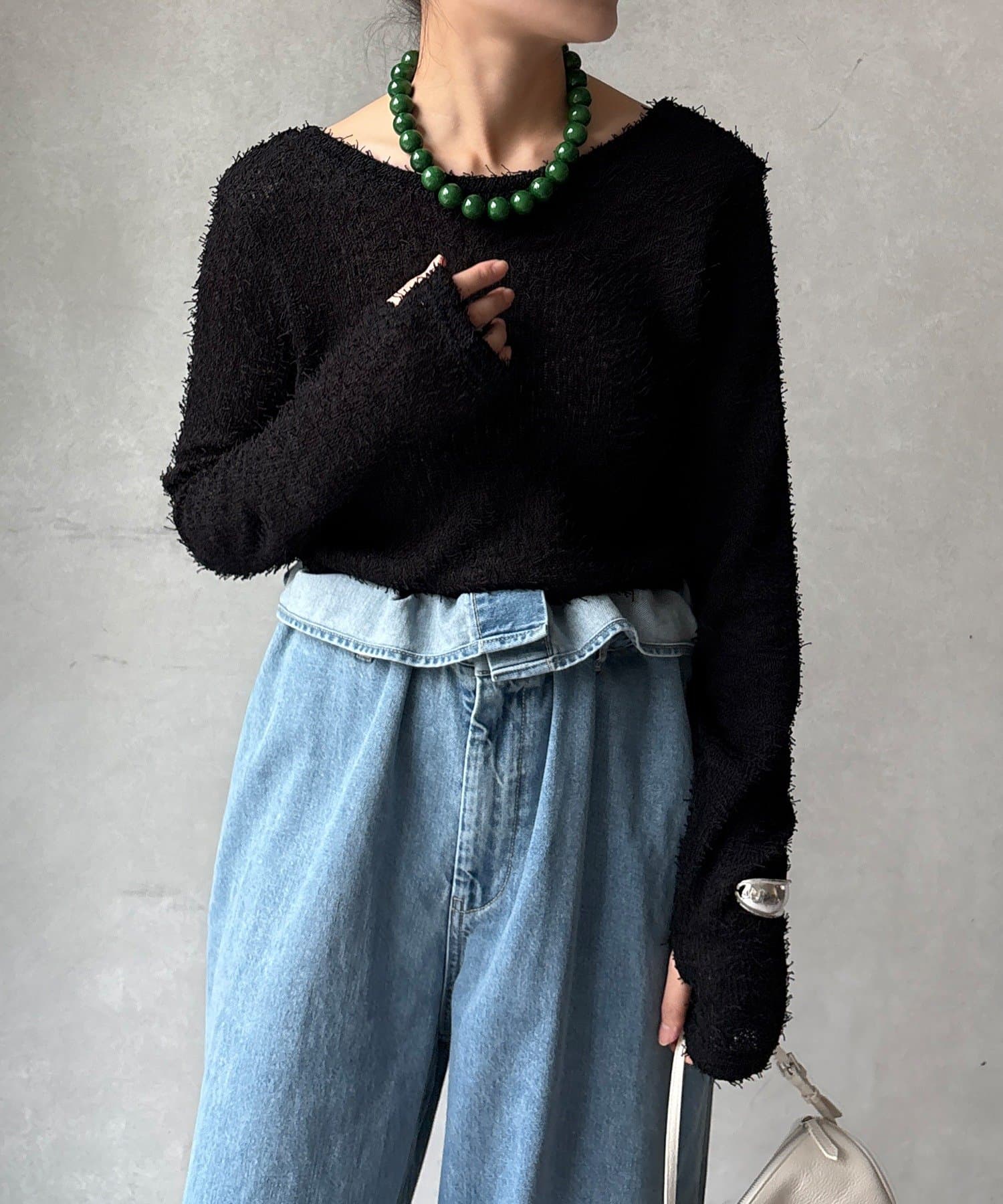 DOUDOU(ドゥドゥ) 【WEB限定】ブークレーバックオープントップス