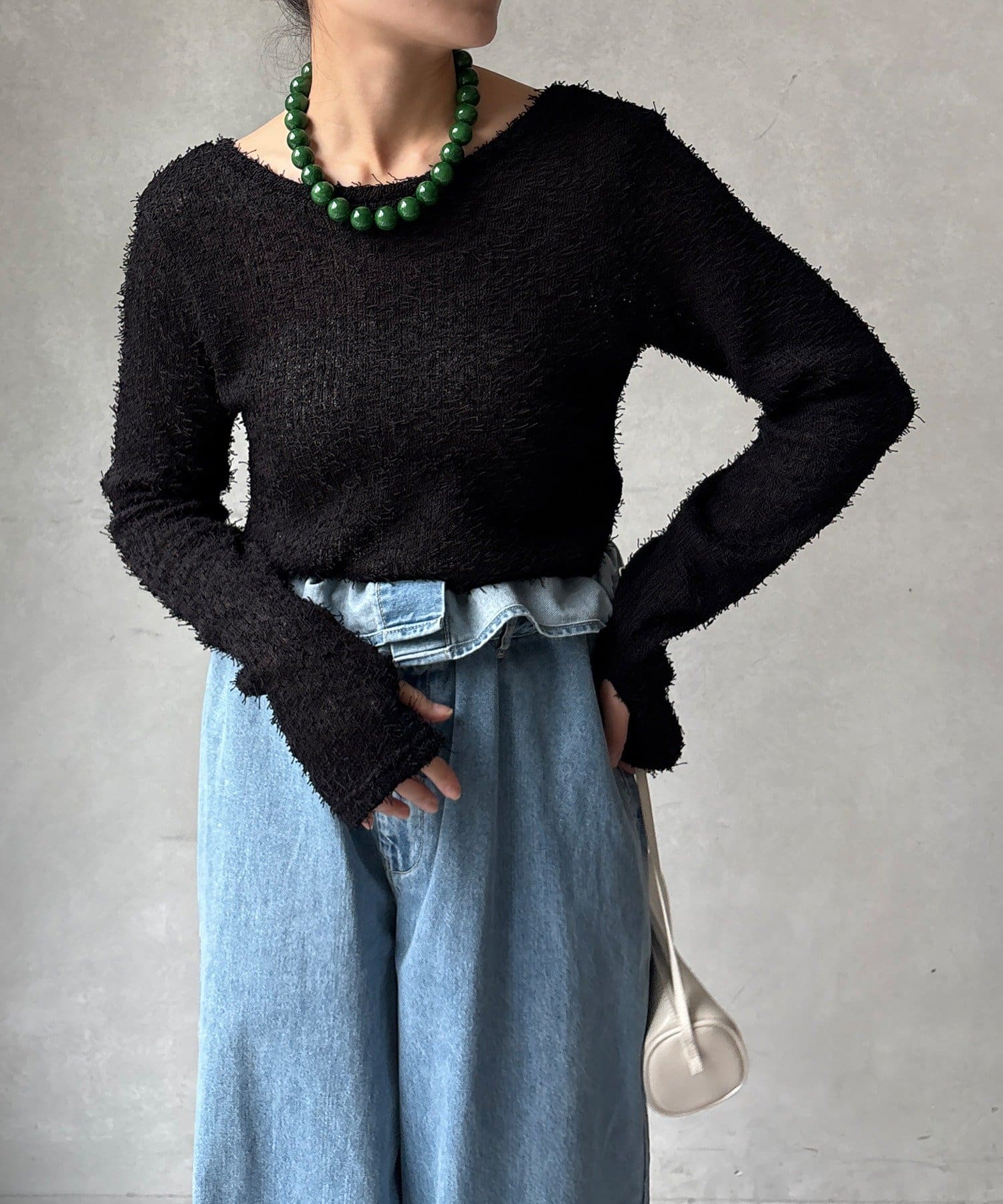 DOUDOU(ドゥドゥ) 【WEB限定】ブークレーバックオープントップス