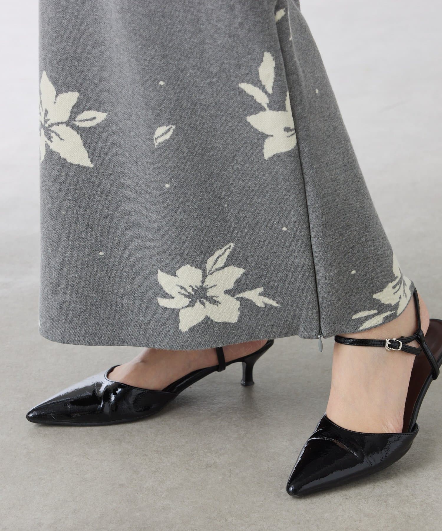 COLLAGE GALLARDAGALANTE(コラージュ ガリャルダガランテ) 【身体のラインを拾いにくい】フラワーニットジャガードスカート/セットアップ