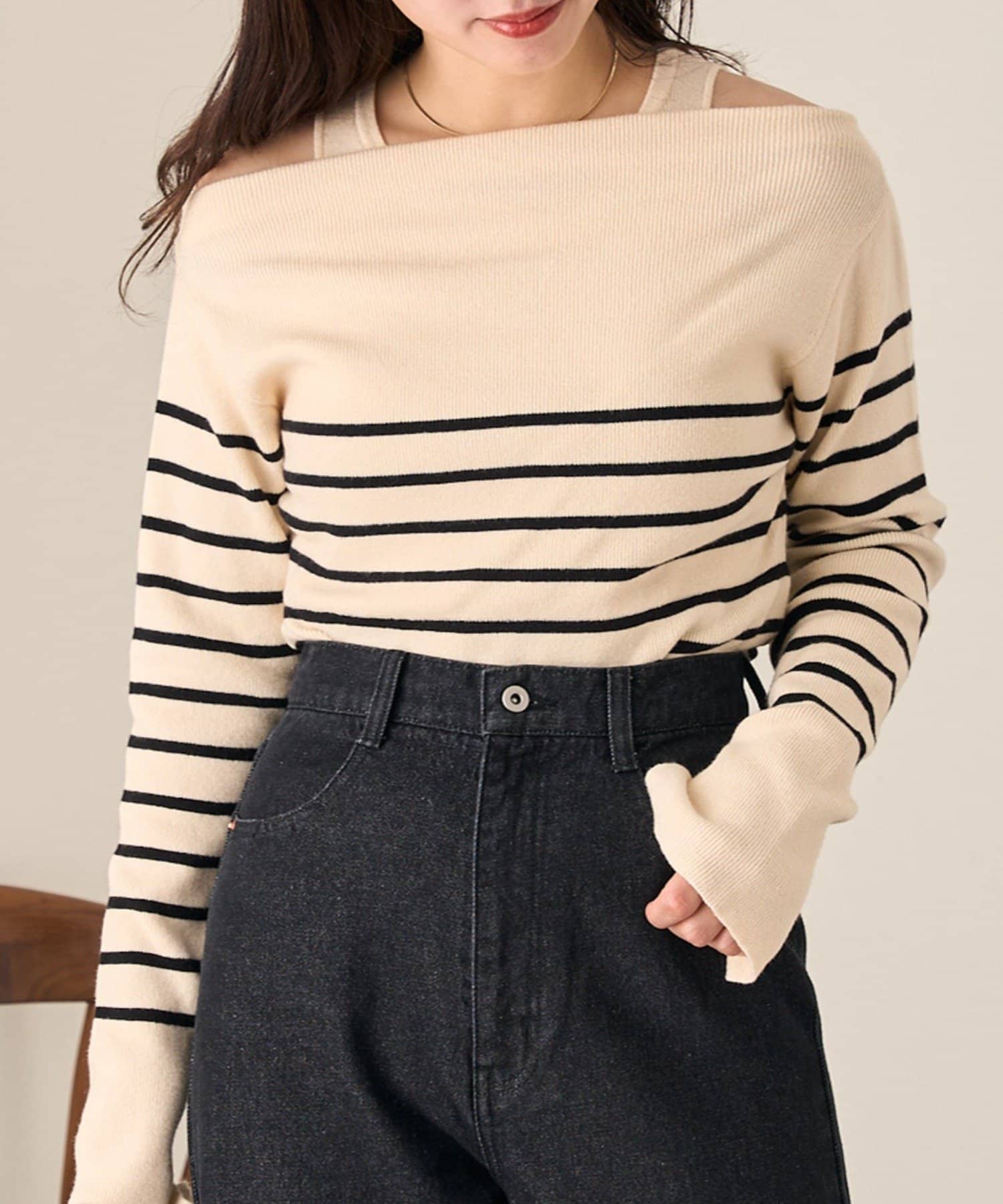 Kastane(カスタネ) 【4色展開】B タンク付きオフショルニット