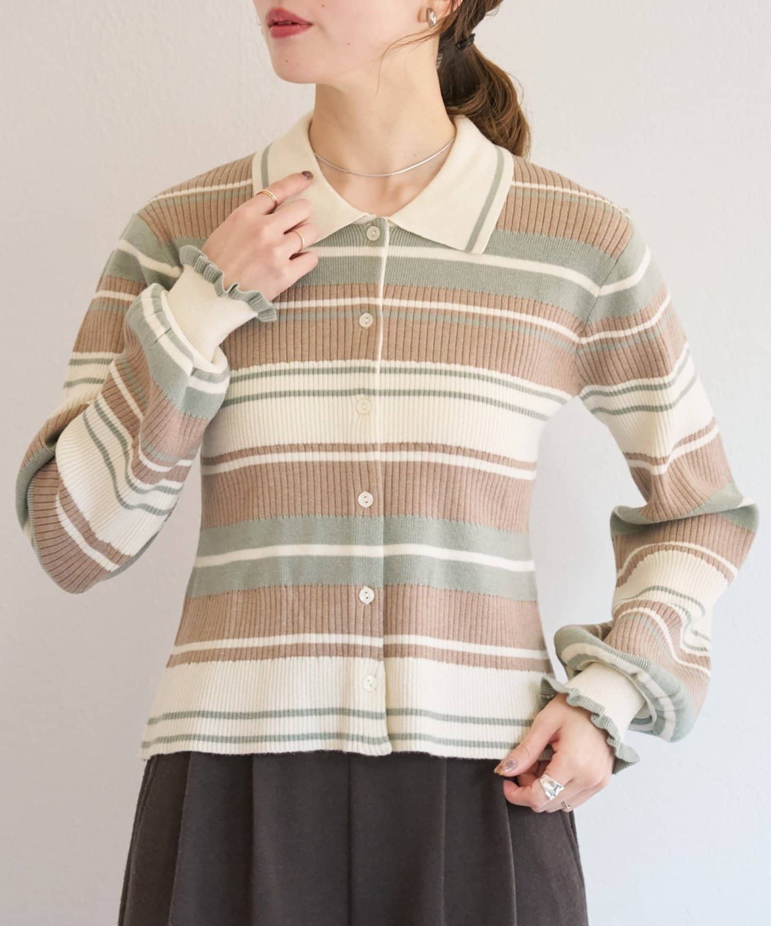 Kastane(カスタネ) B マルチボーダーニットシャツ