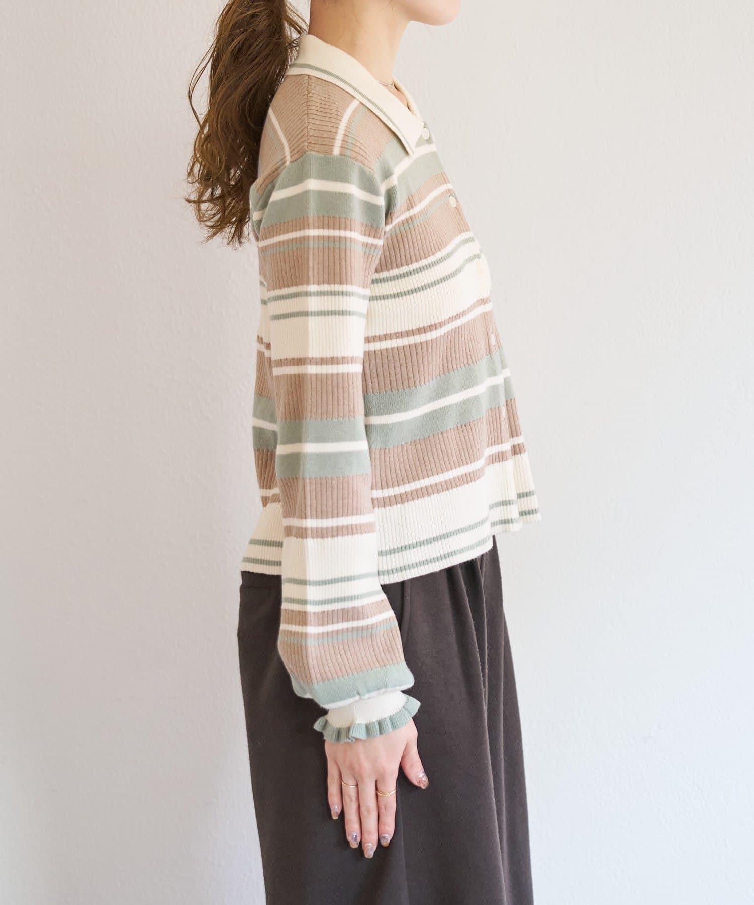 Kastane(カスタネ) B マルチボーダーニットシャツ