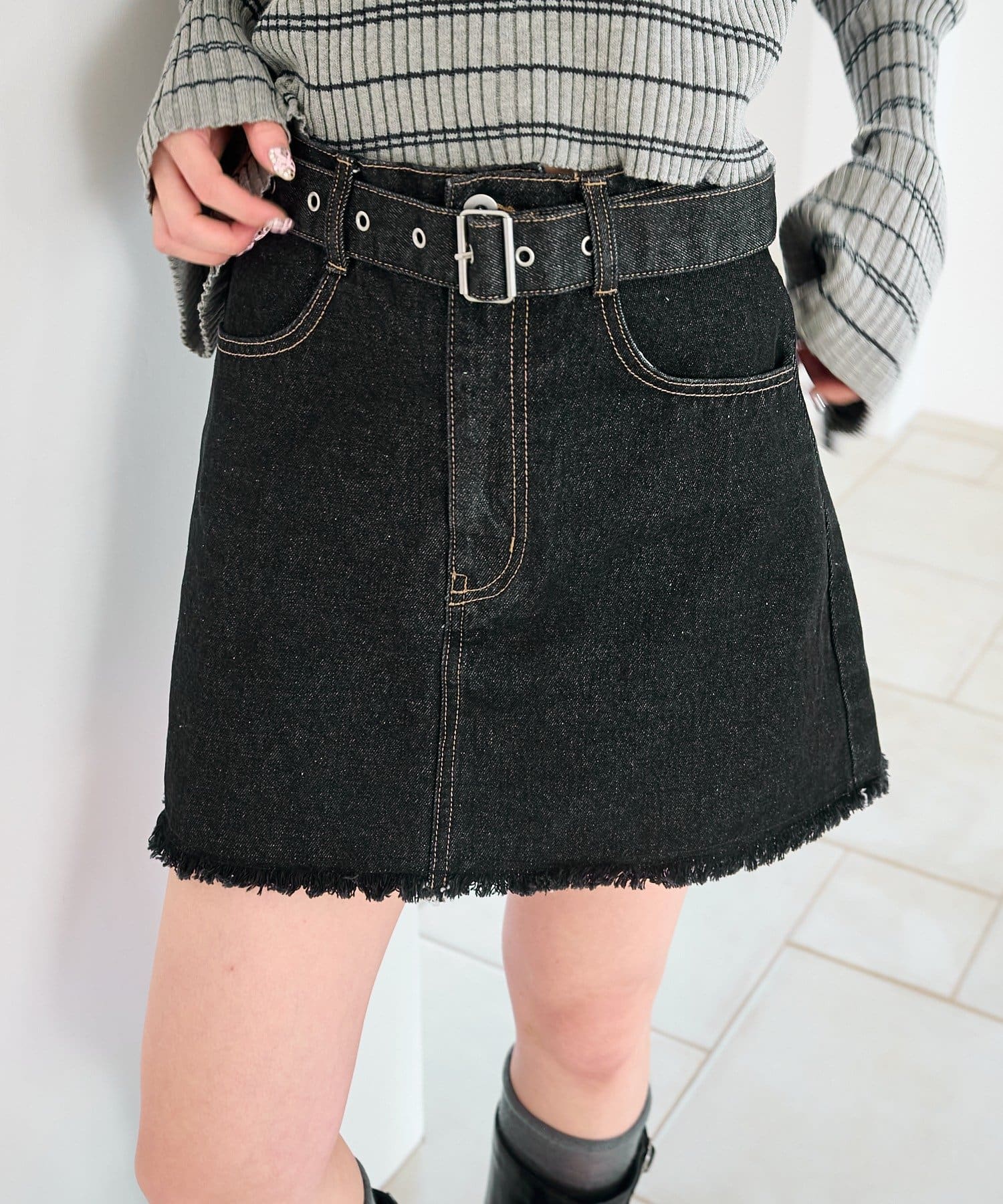 Kastane(カスタネ) 【1.1(木)0:00発売/WEB先行】ベルトデニムミニスカート