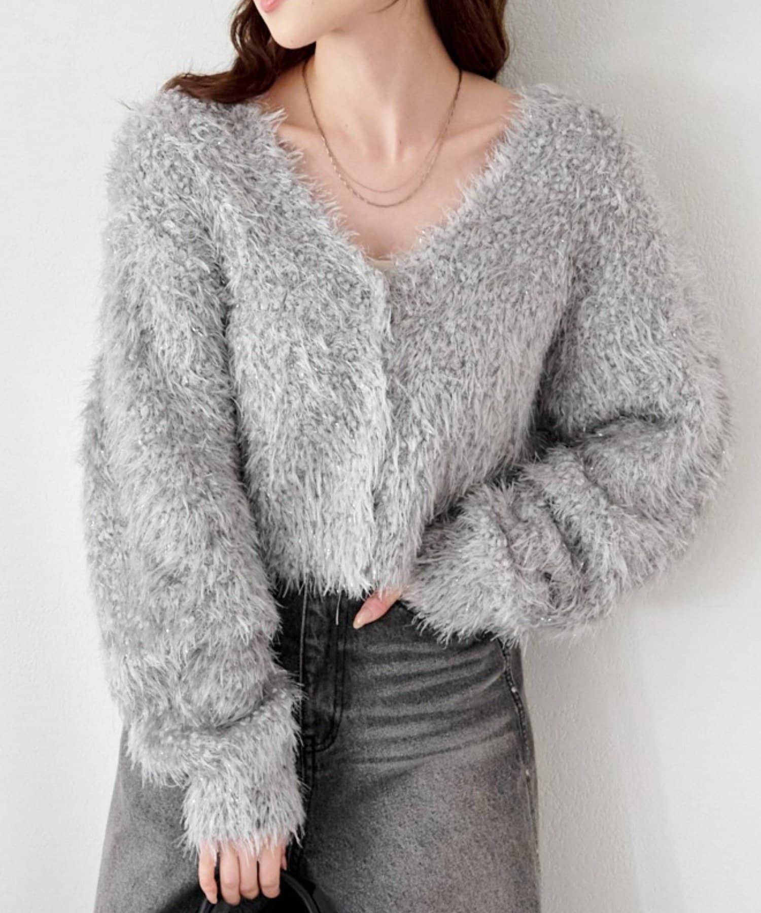 Kastane(カスタネ) グロスシャギーカーディガン