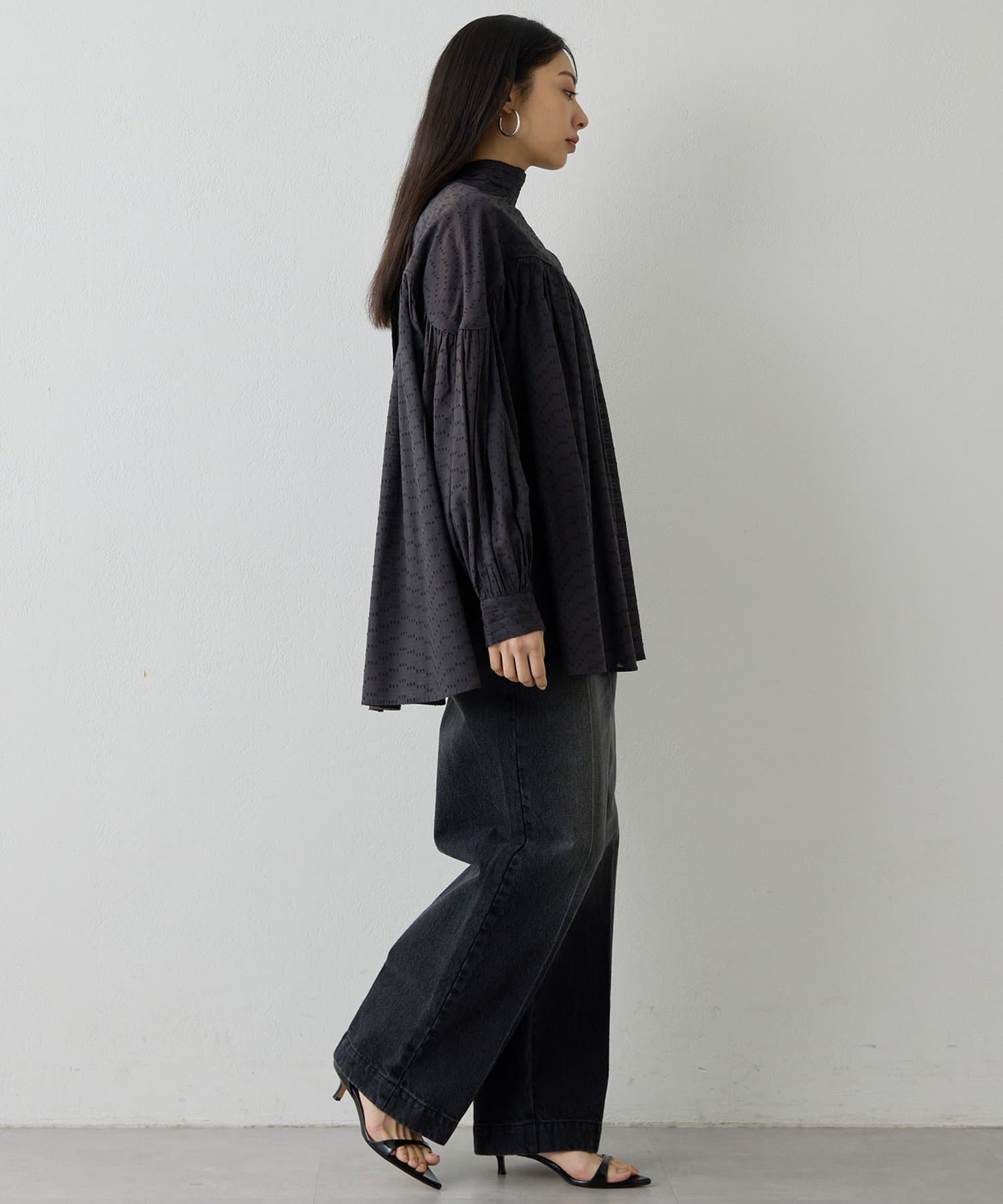 Whim Gazette(ウィム ガゼット) コットンギャザー切替ブラウス