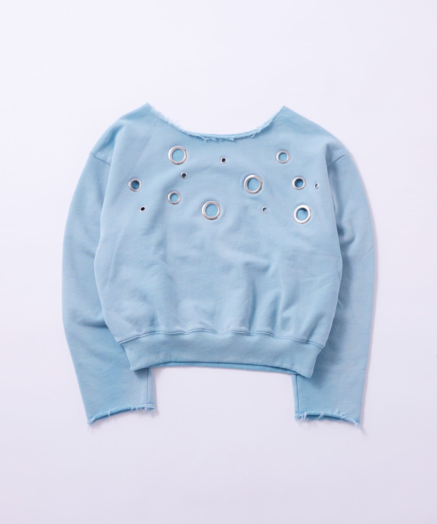 WHO’S WHO gallery(フーズフーギャラリー) フロントアイレットオフショルスウェット