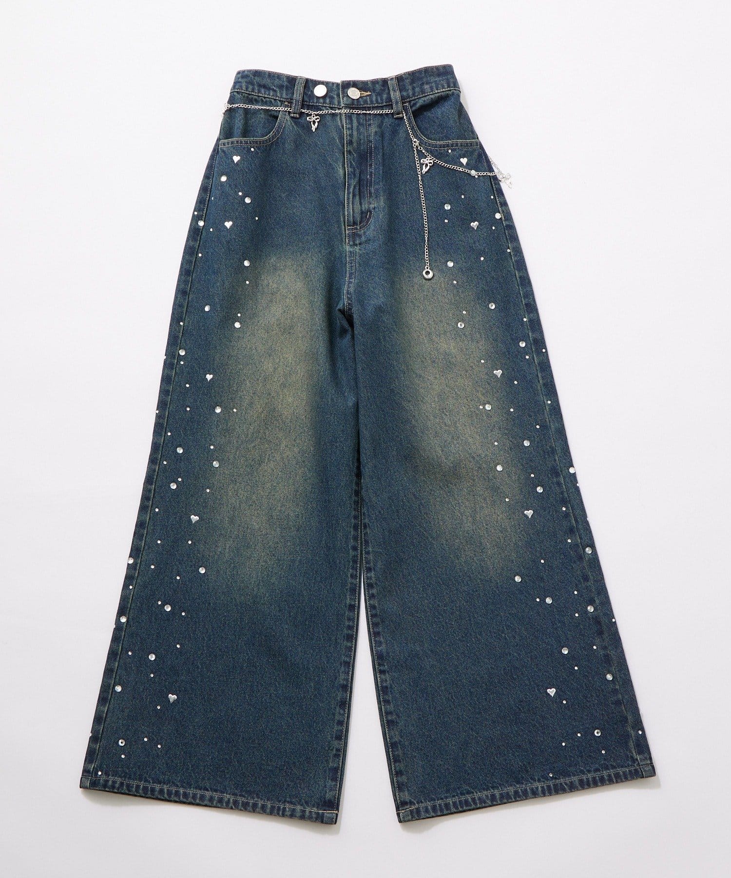 OLIVE des OLIVE(オリーブ デ オリーブ) チェーン付きワイドデニムパンツ