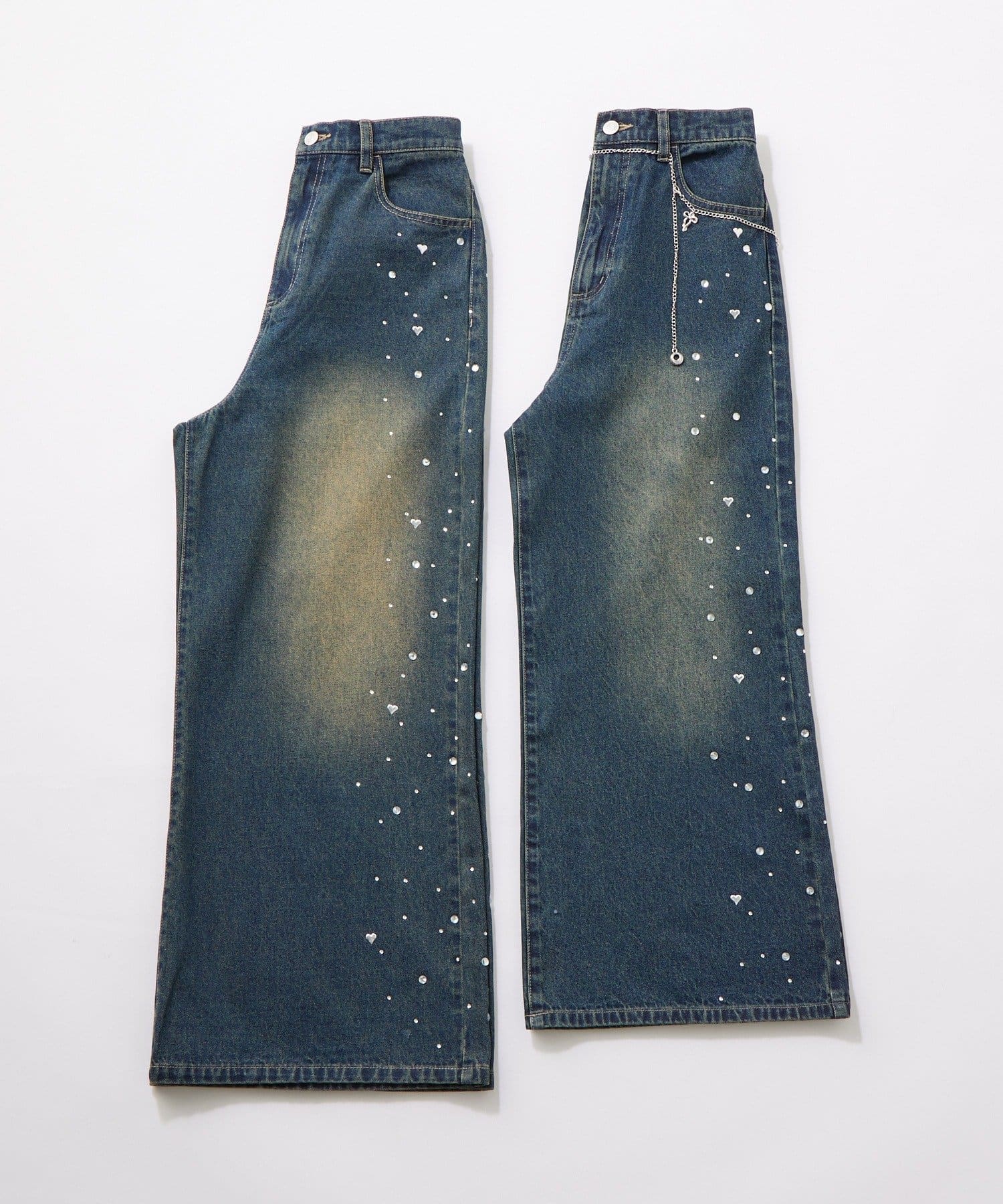 OLIVE des OLIVE(オリーブ デ オリーブ) チェーン付きワイドデニムパンツ