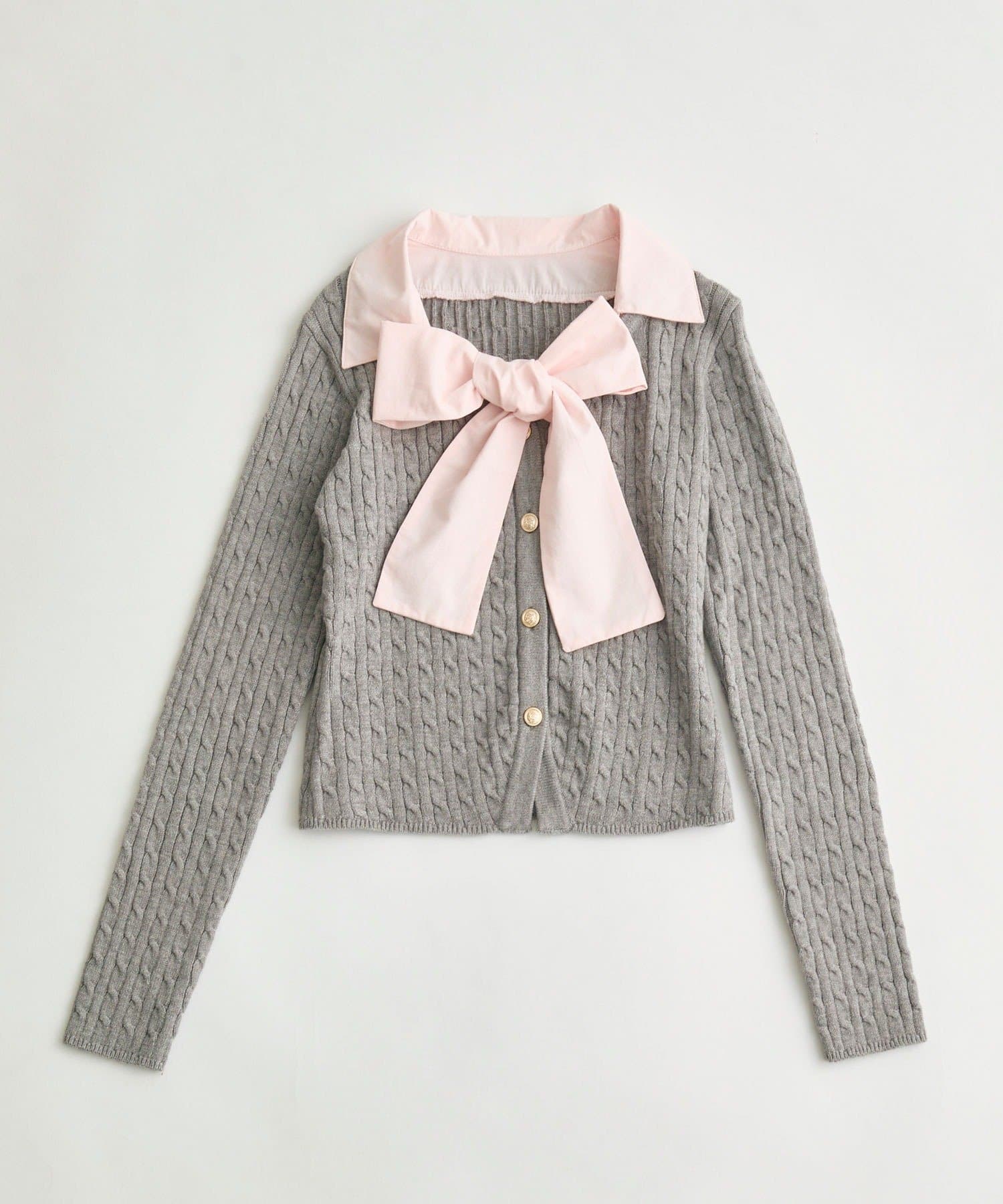 OLIVE des OLIVE(オリーブ デ オリーブ) ケーブルボウタイニット