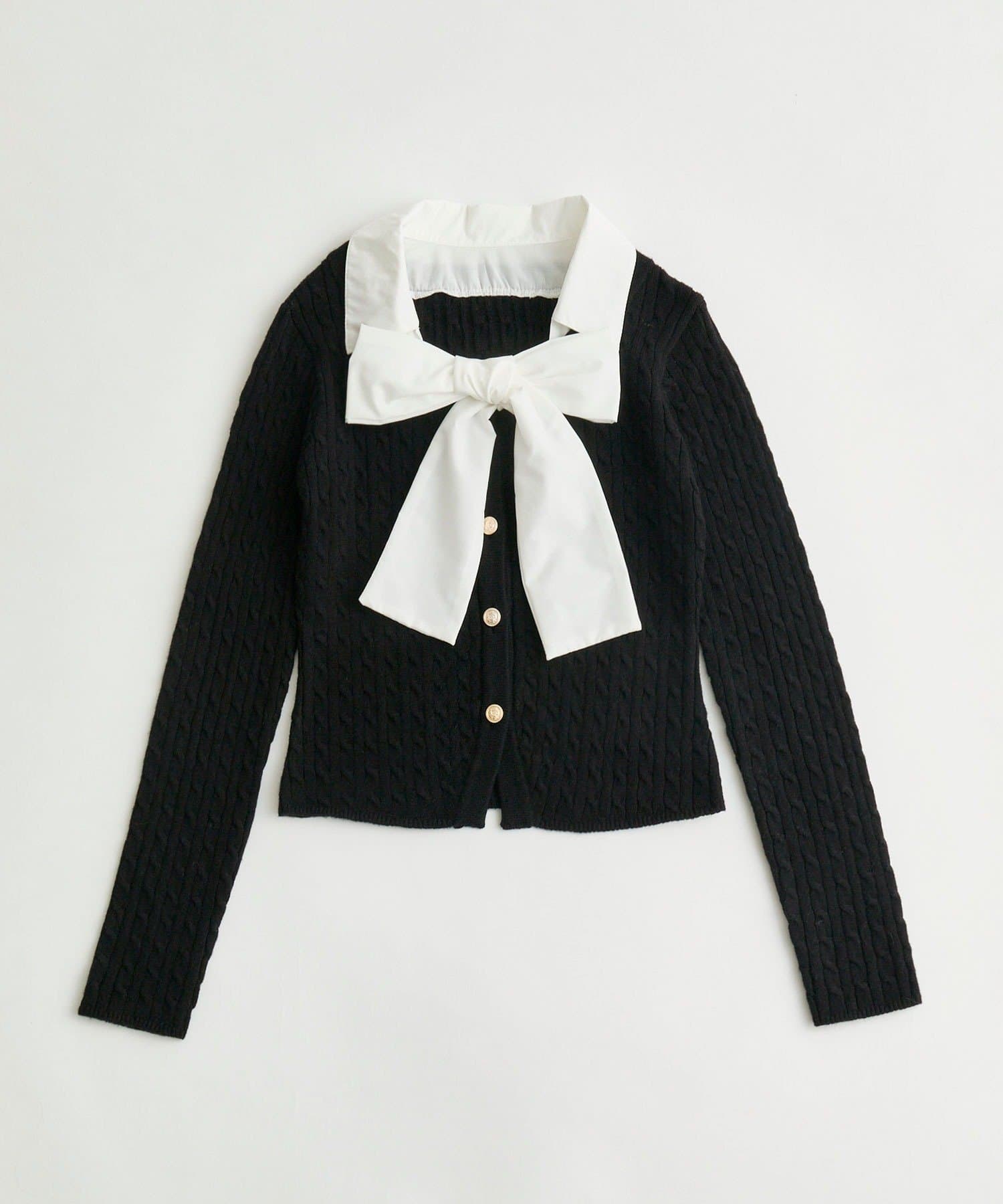 OLIVE des OLIVE(オリーブ デ オリーブ) ケーブルボウタイニット