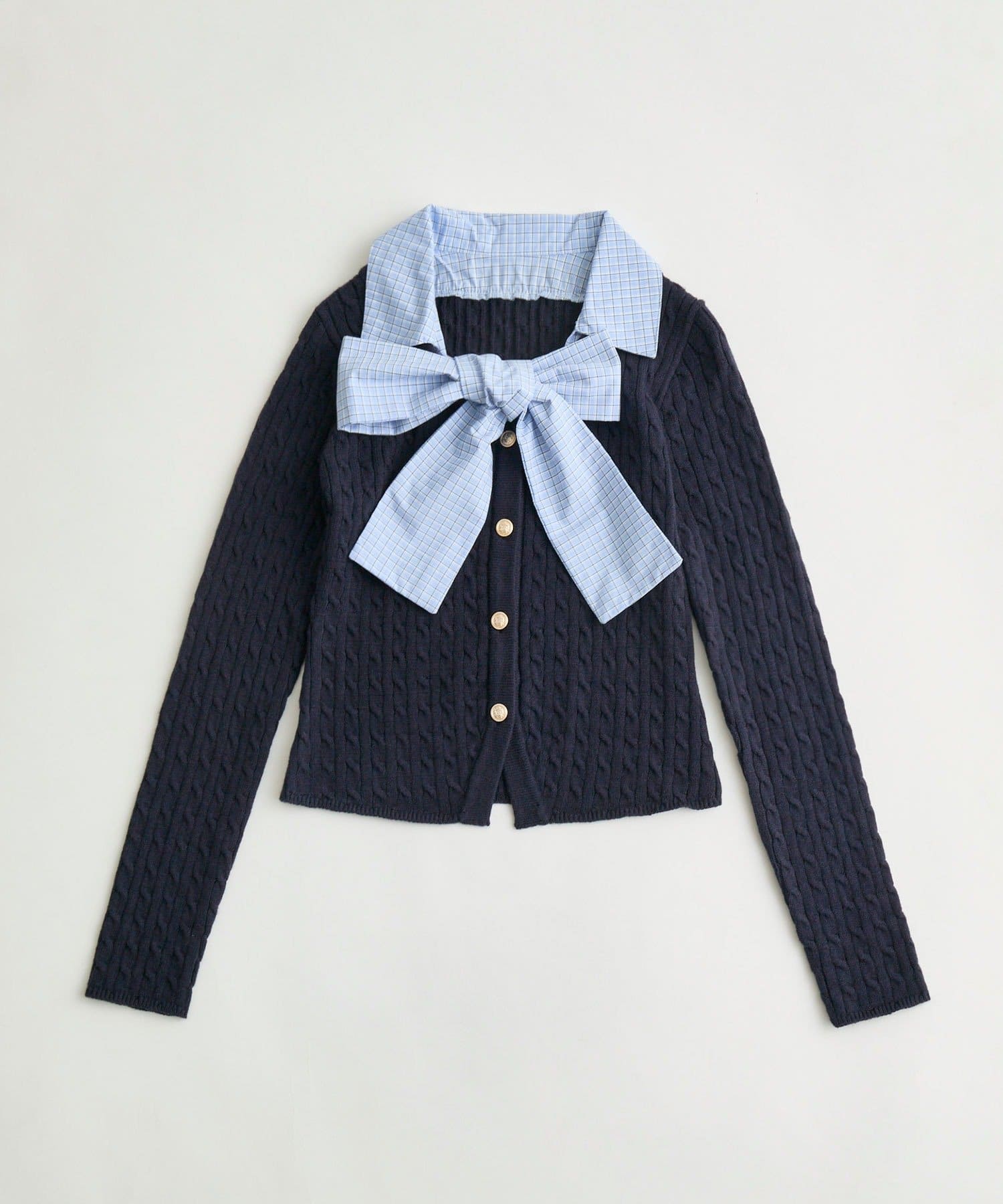 OLIVE des OLIVE(オリーブ デ オリーブ) ケーブルボウタイニット