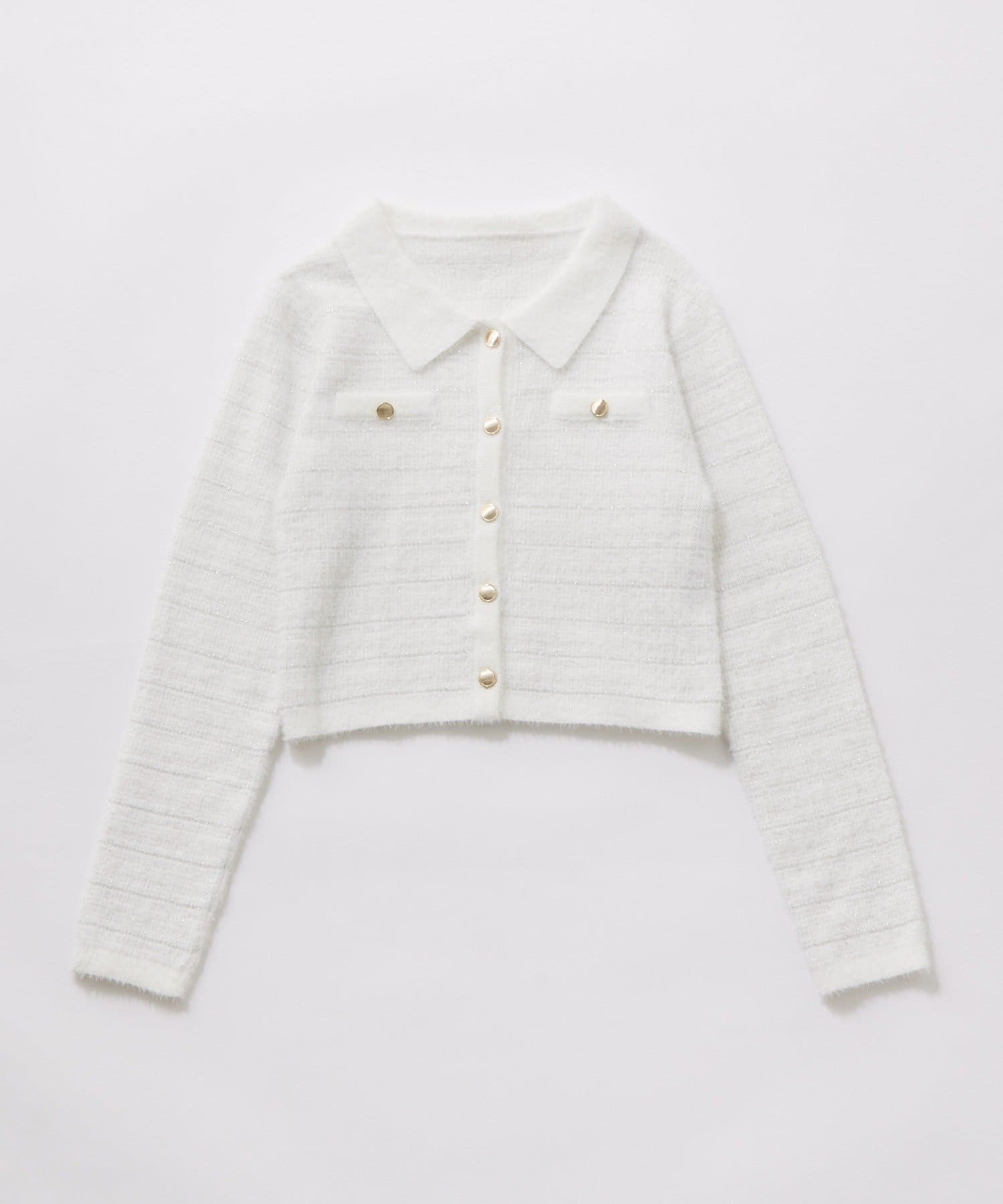 OLIVE des OLIVE(オリーブ デ オリーブ) ツイード衿ニット