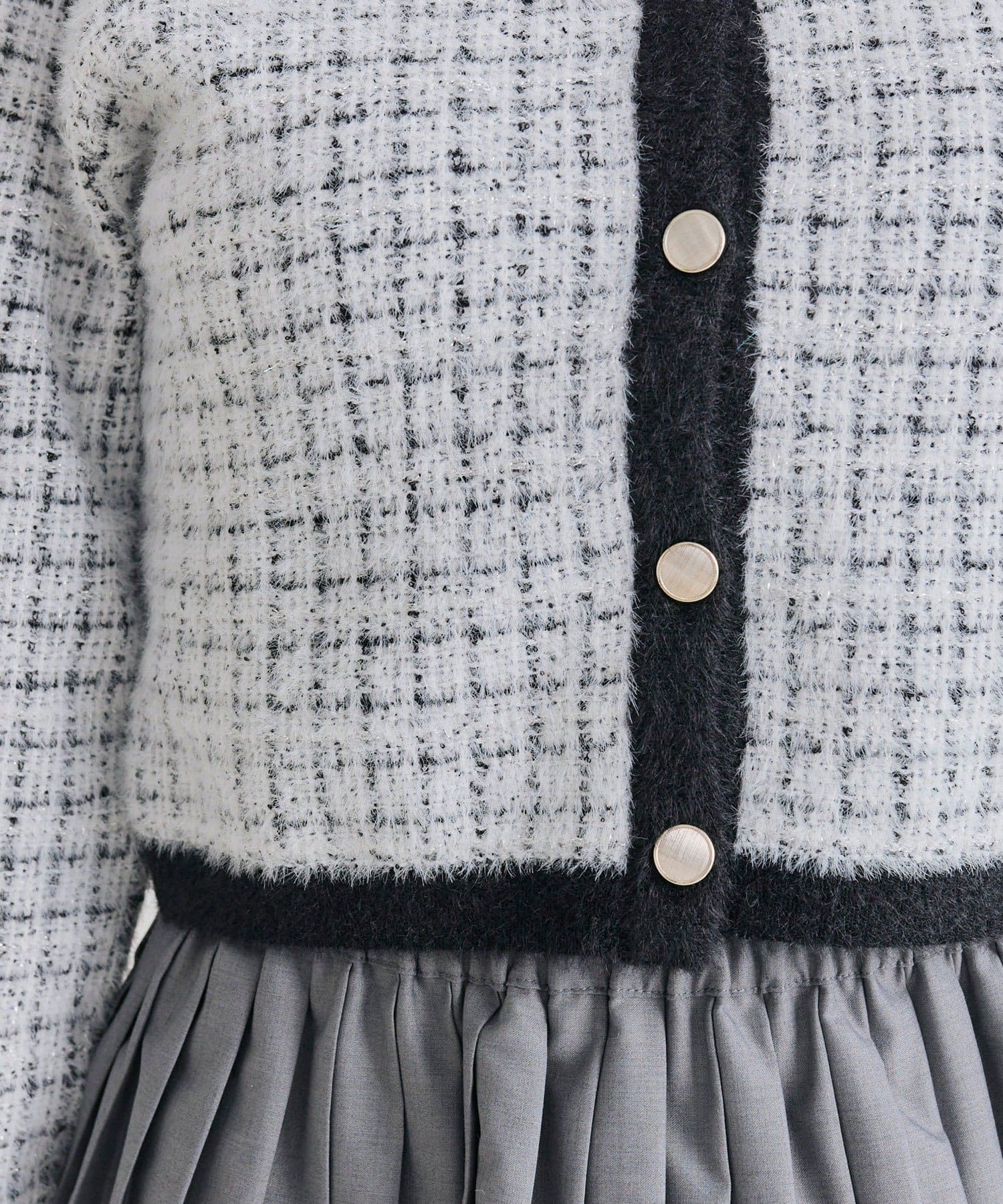 OLIVE des OLIVE(オリーブ デ オリーブ) ツイード衿ニット