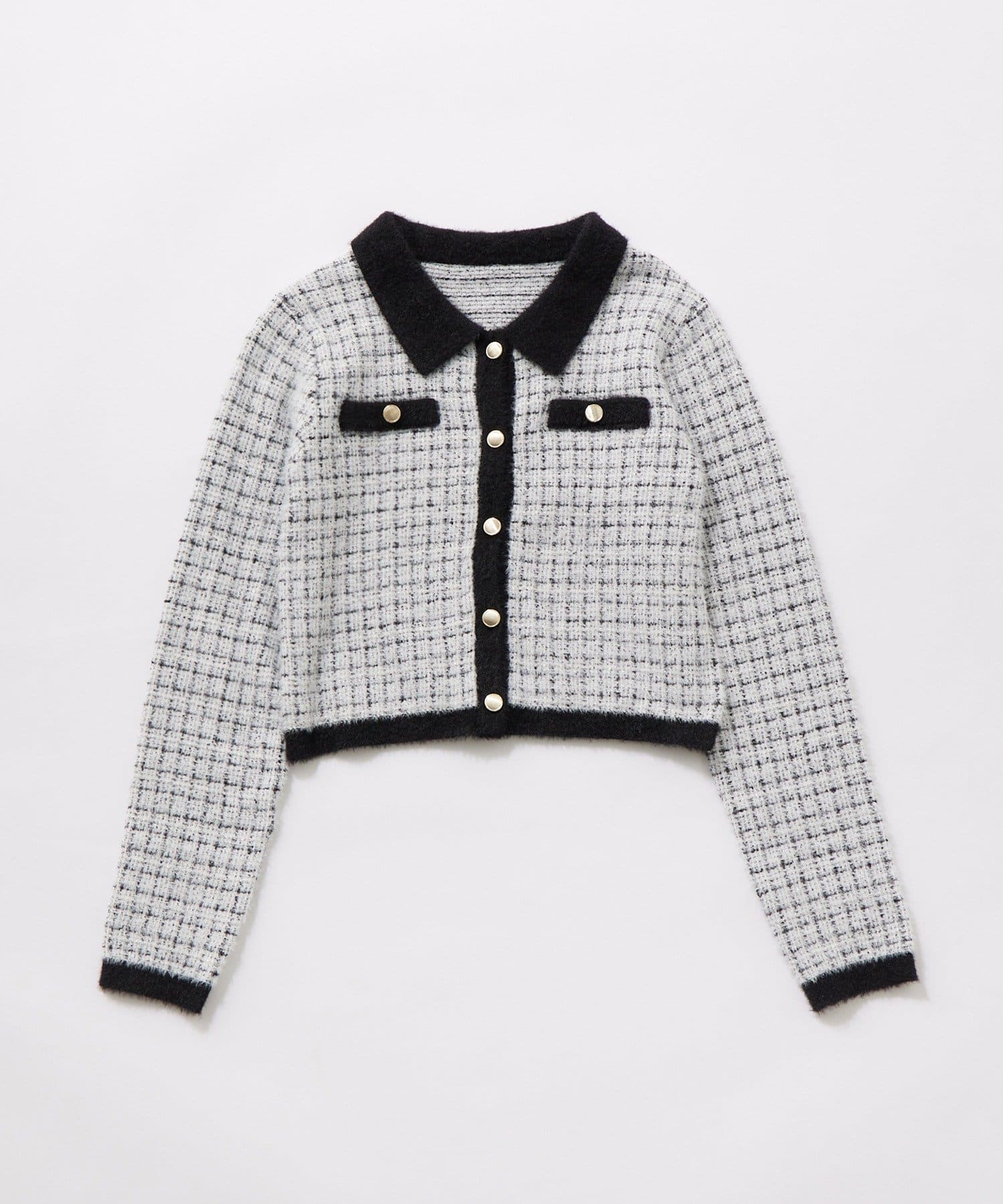 OLIVE des OLIVE(オリーブ デ オリーブ) ツイード衿ニット