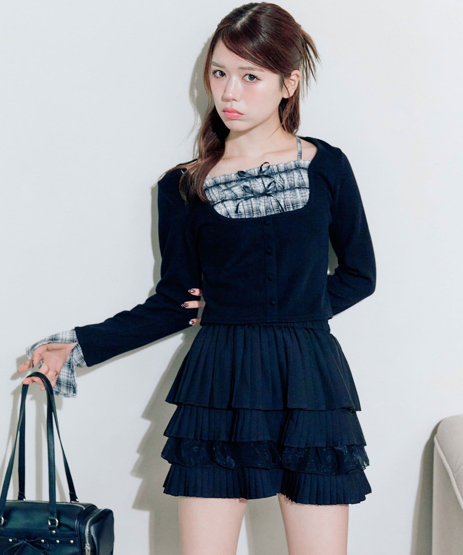 OLIVE des OLIVE(オリーブ デ オリーブ) プリーツティアードミニスカート