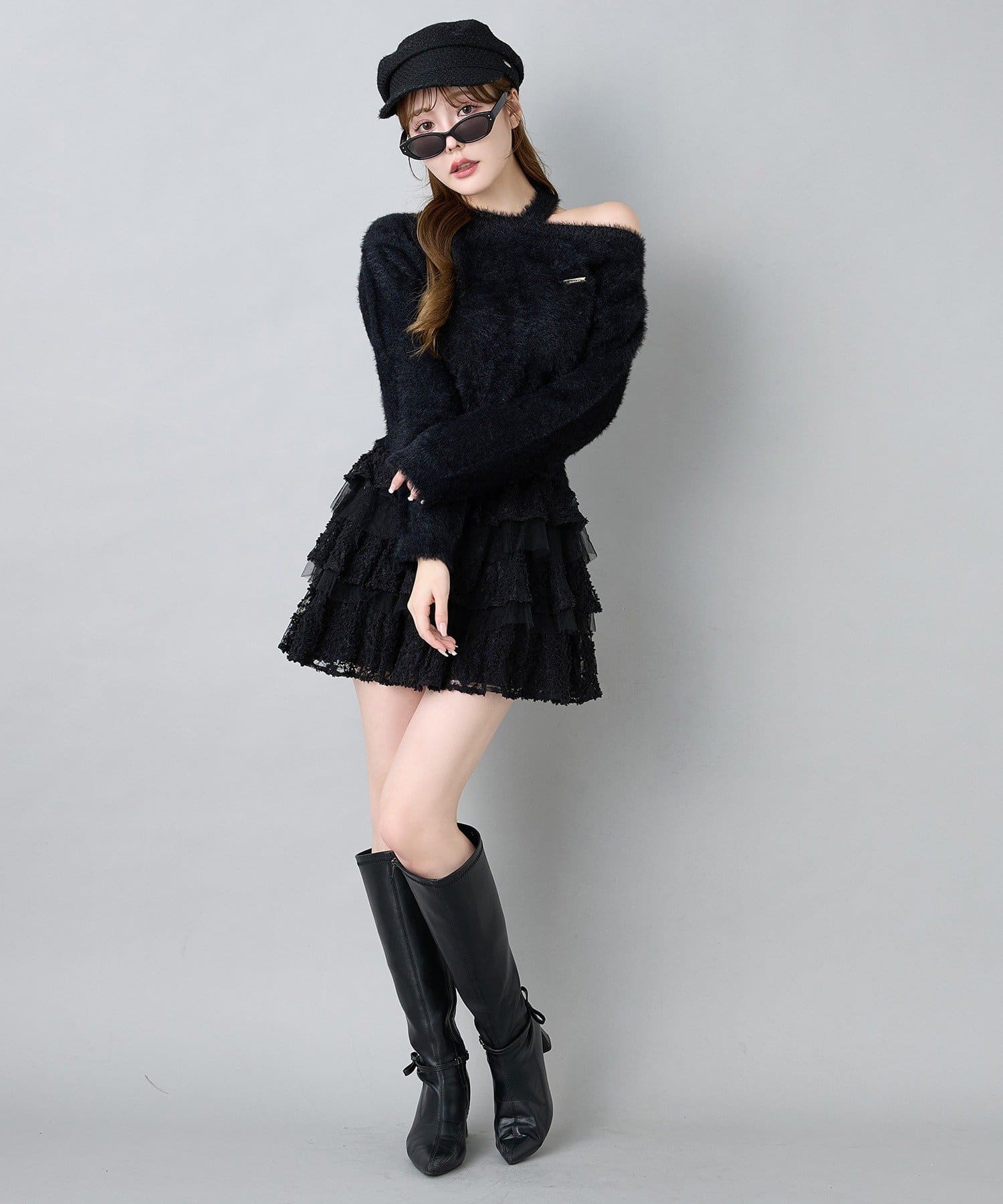 one after another NICE CLAUP(ワンアフターアナザー ナイスクラップ) プレート付きフェザーニット