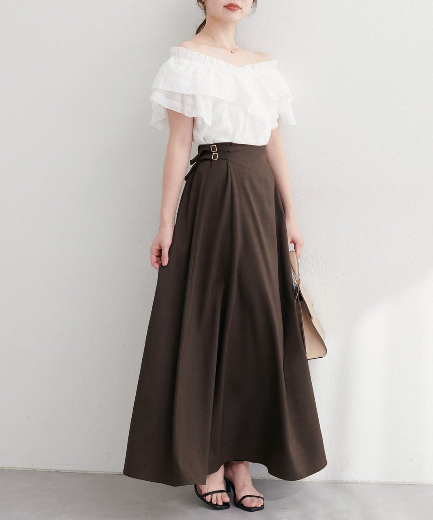 NICE CLAUP / OLIVE des OLIVE OUTLET(ナイスクラップ  / オリーブ デ オリーブ アウトレット) 【EVERY.VERY niceclaup】ハイウエストベルトフレアスカート