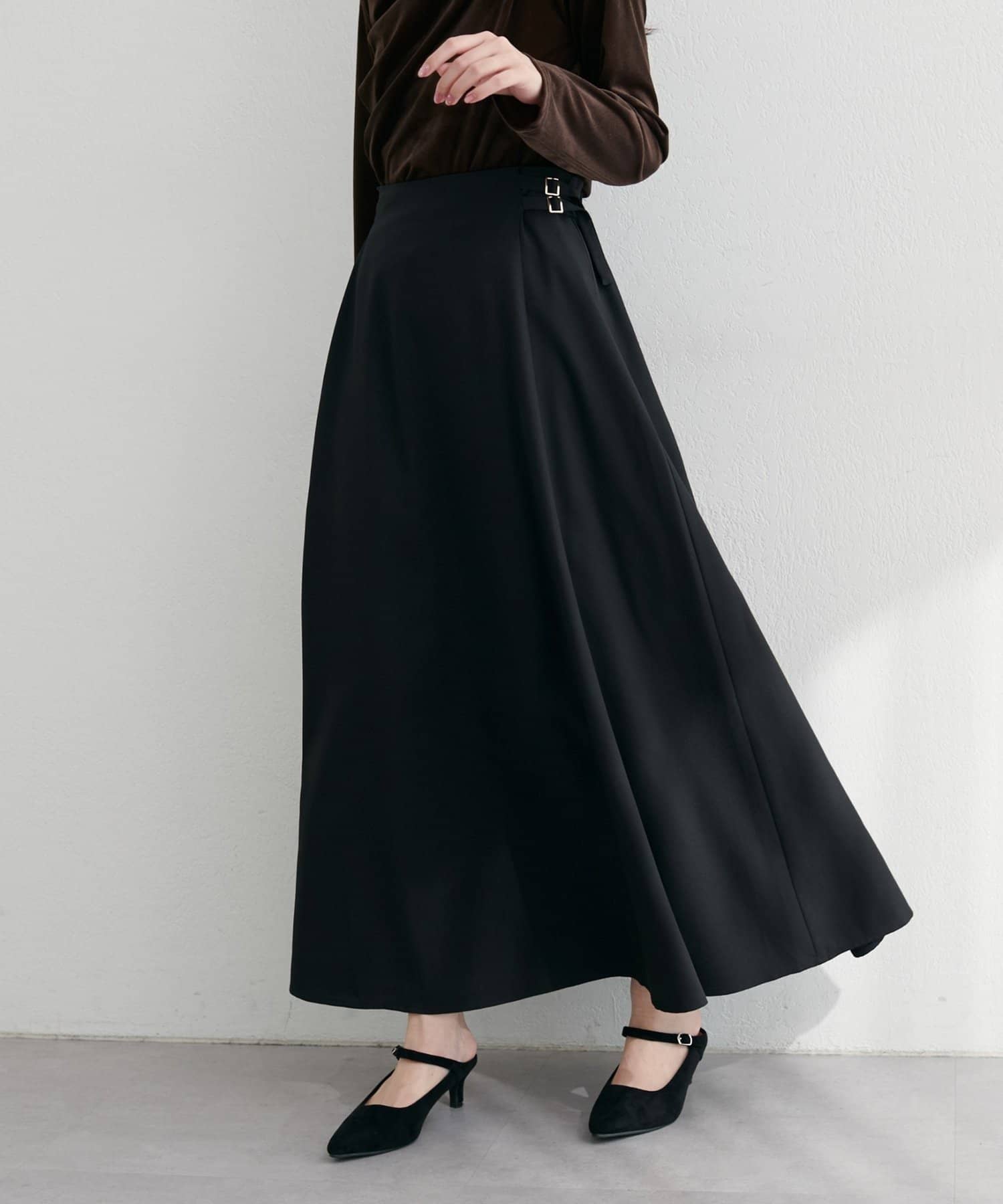 NICE CLAUP / OLIVE des OLIVE OUTLET(ナイスクラップ  / オリーブ デ オリーブ アウトレット) 【EVERY.VERY niceclaup】ハイウエストベルトフレアスカート