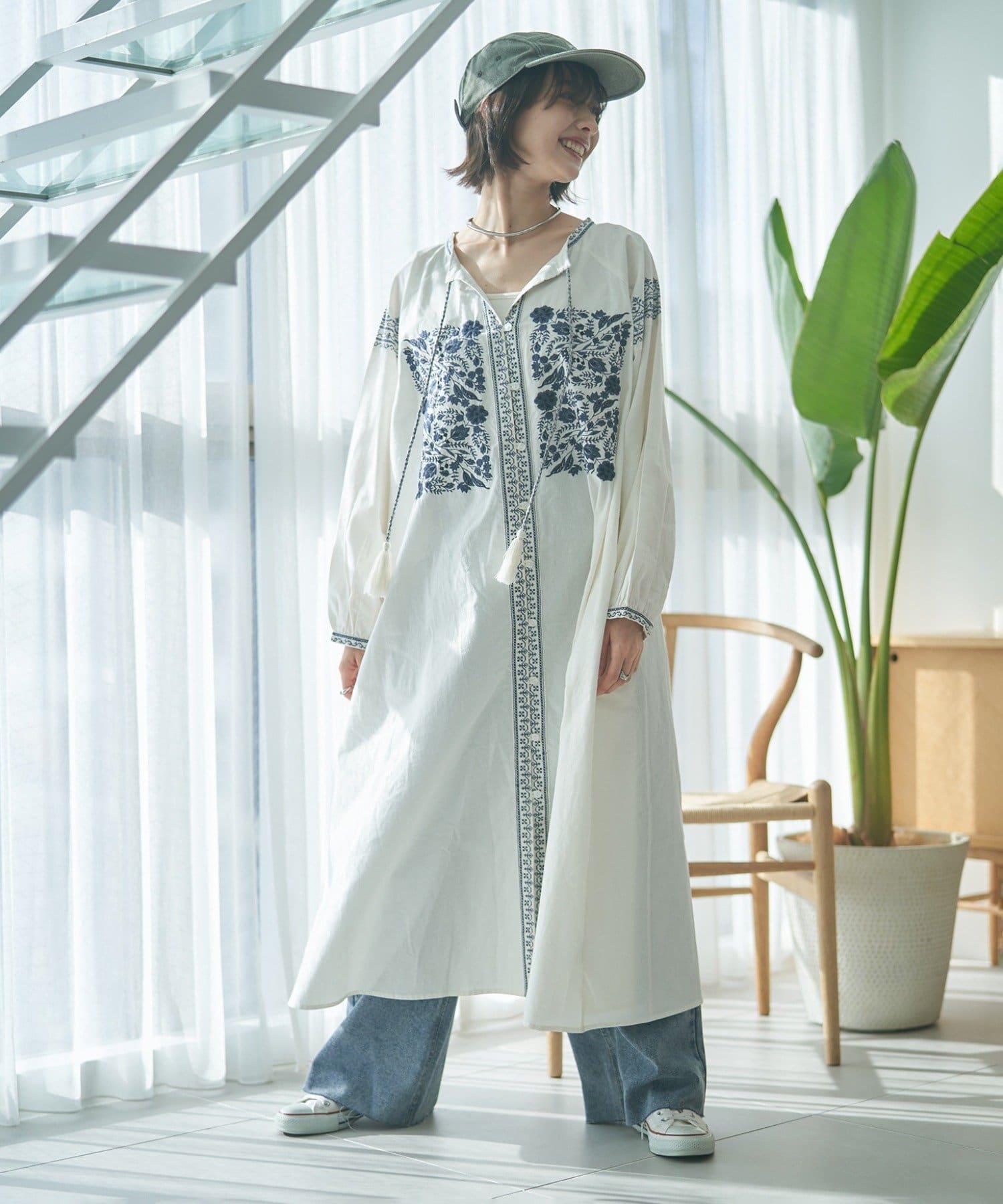 Remind me and forever(リマインドミーアンドフォーエバー) 【India series】【nane】刺繍前開きワンピース