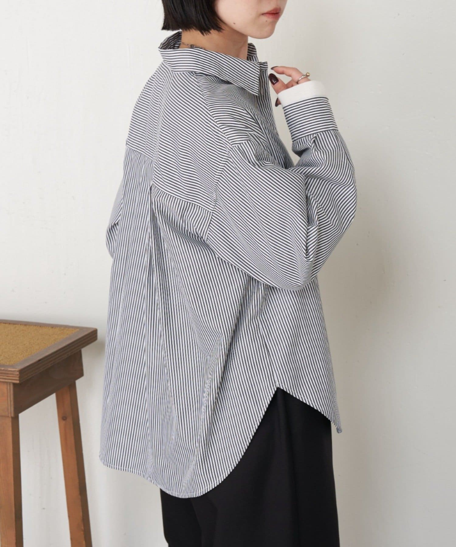 Jena　espace merveilleux(ジェナ　エスパスメルヴェイユ) 【さらっと羽織り】ストライプリラックスシャツ