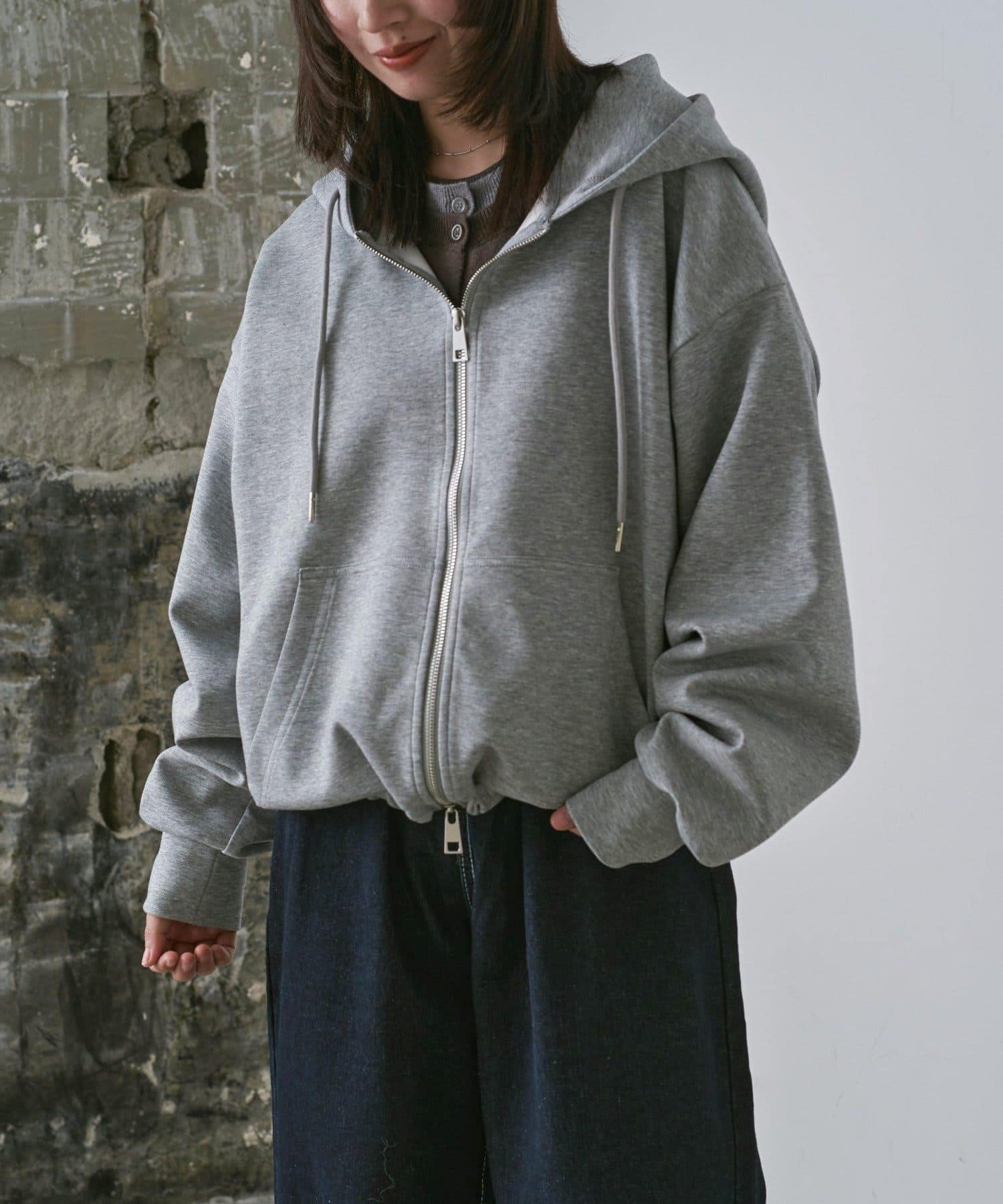 -goocy-(グーシー) 【セットアップ対応】ショートカンガルーポケットパーカー