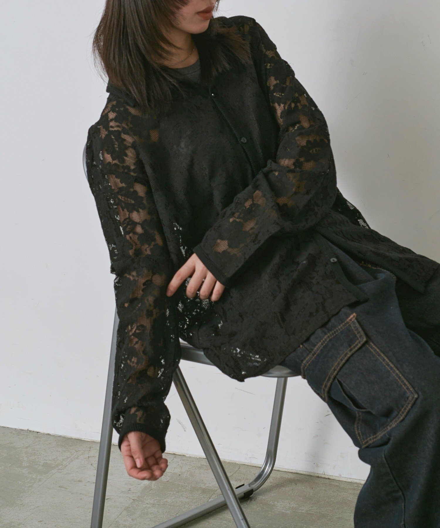 -goocy-(グーシー) メッシュレースシャツ