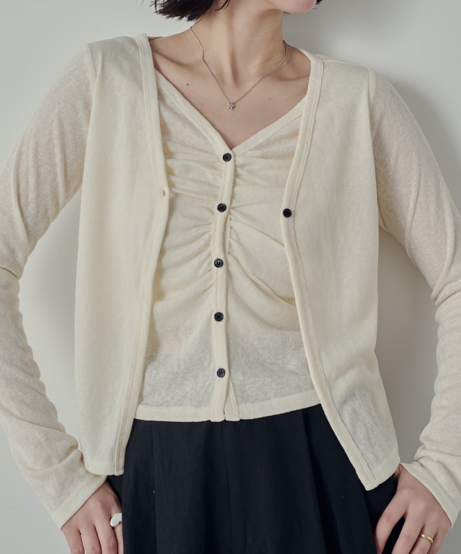 -goocy-(グーシー) 【＠_0_nr_ セレクト】Vネックレイヤードライクカーディガン