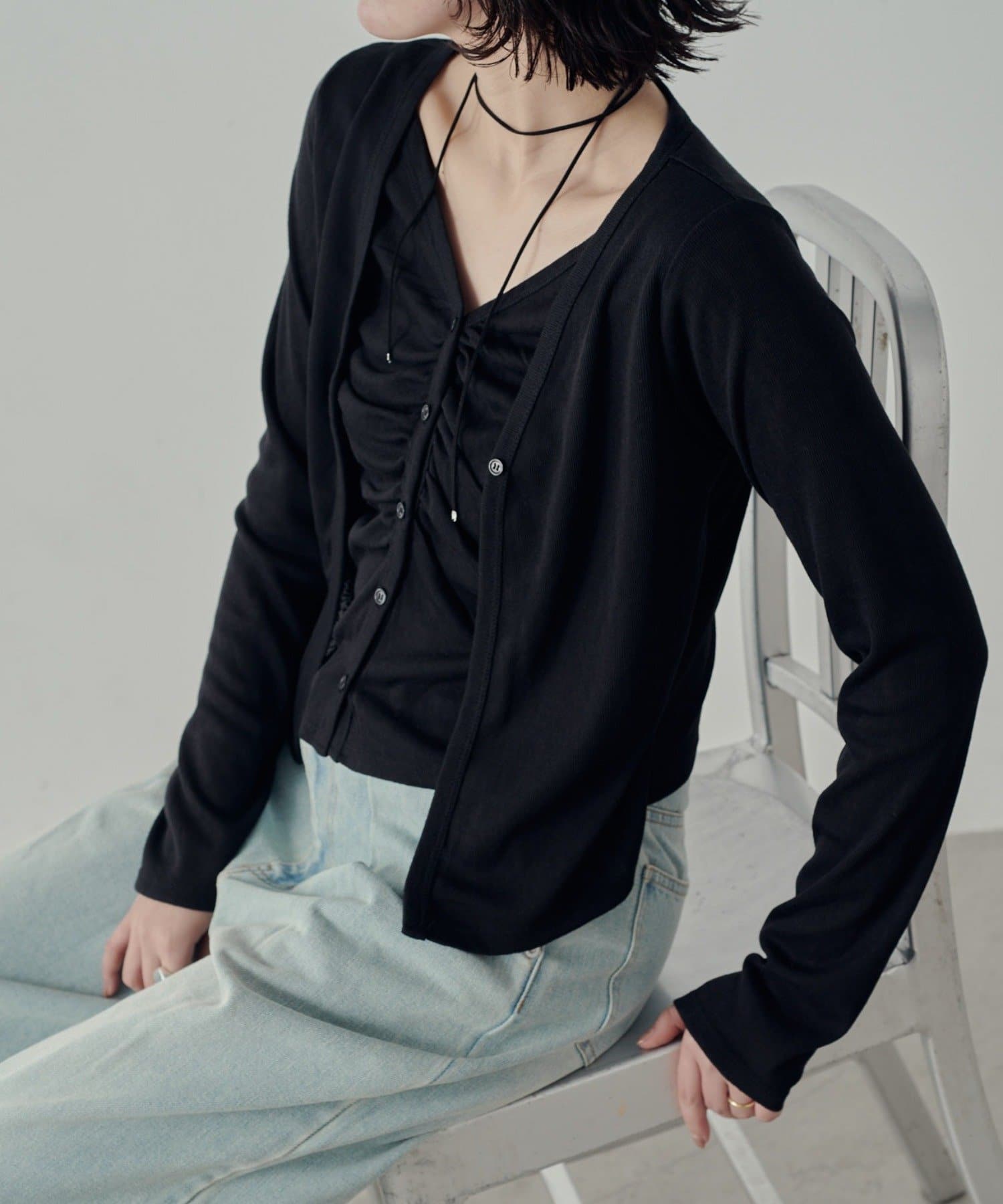 -goocy-(グーシー) 【＠_0_nr_ セレクト】Vネックレイヤードライクカーディガン