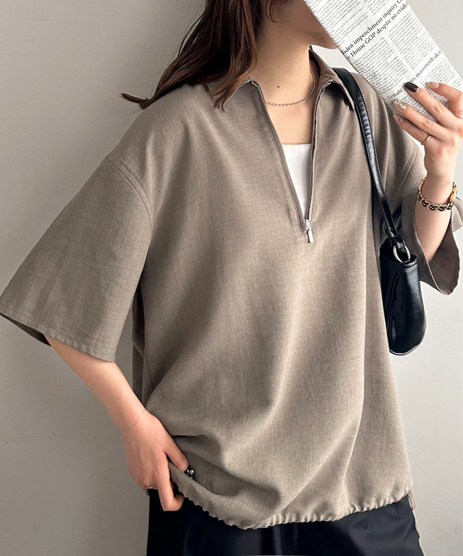 DISCOAT(ディスコート) 【Enlude/WEB限定】ライトテックリネンハーフジップシャツ《ユニセックス》