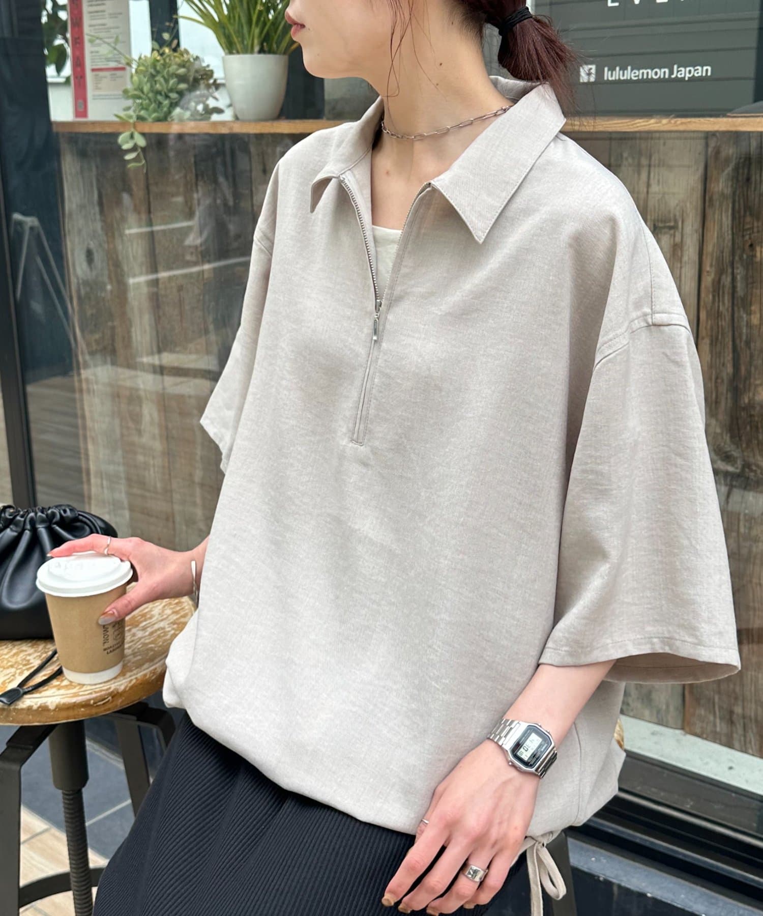 DISCOAT(ディスコート) 【Enlude/WEB限定】ライトテックリネンハーフジップシャツ《ユニセックス》