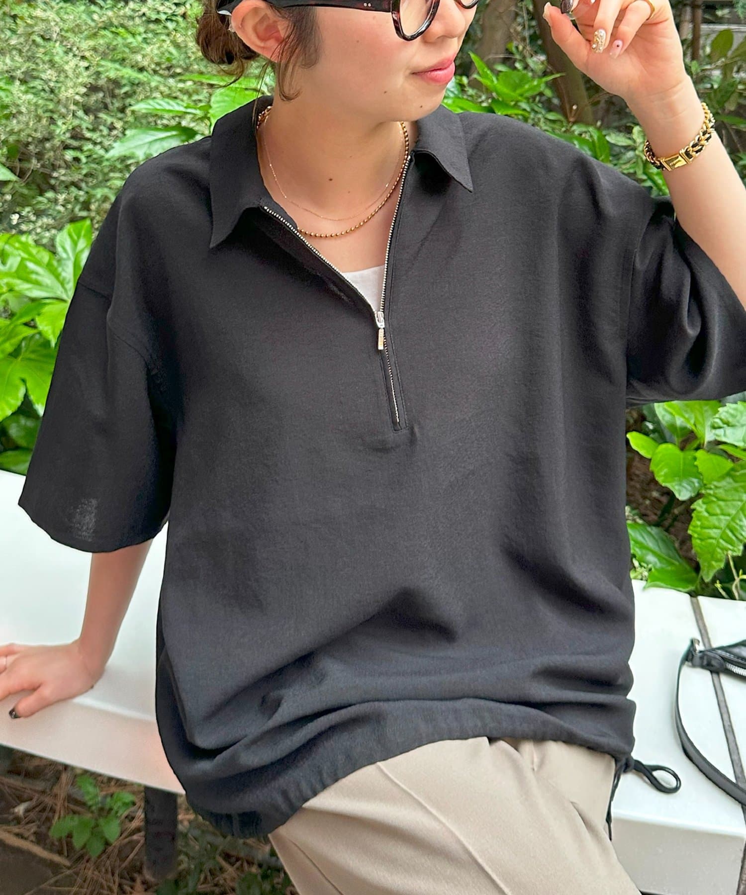 DISCOAT(ディスコート) 【Enlude/WEB限定】ライトテックリネンハーフジップシャツ《ユニセックス》