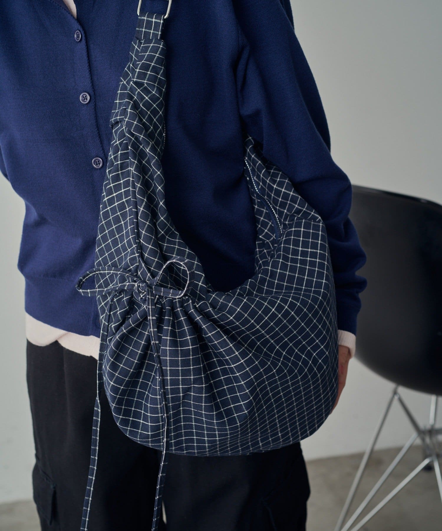 -goocy-(グーシー) チェックラウンドショルダーバッグ