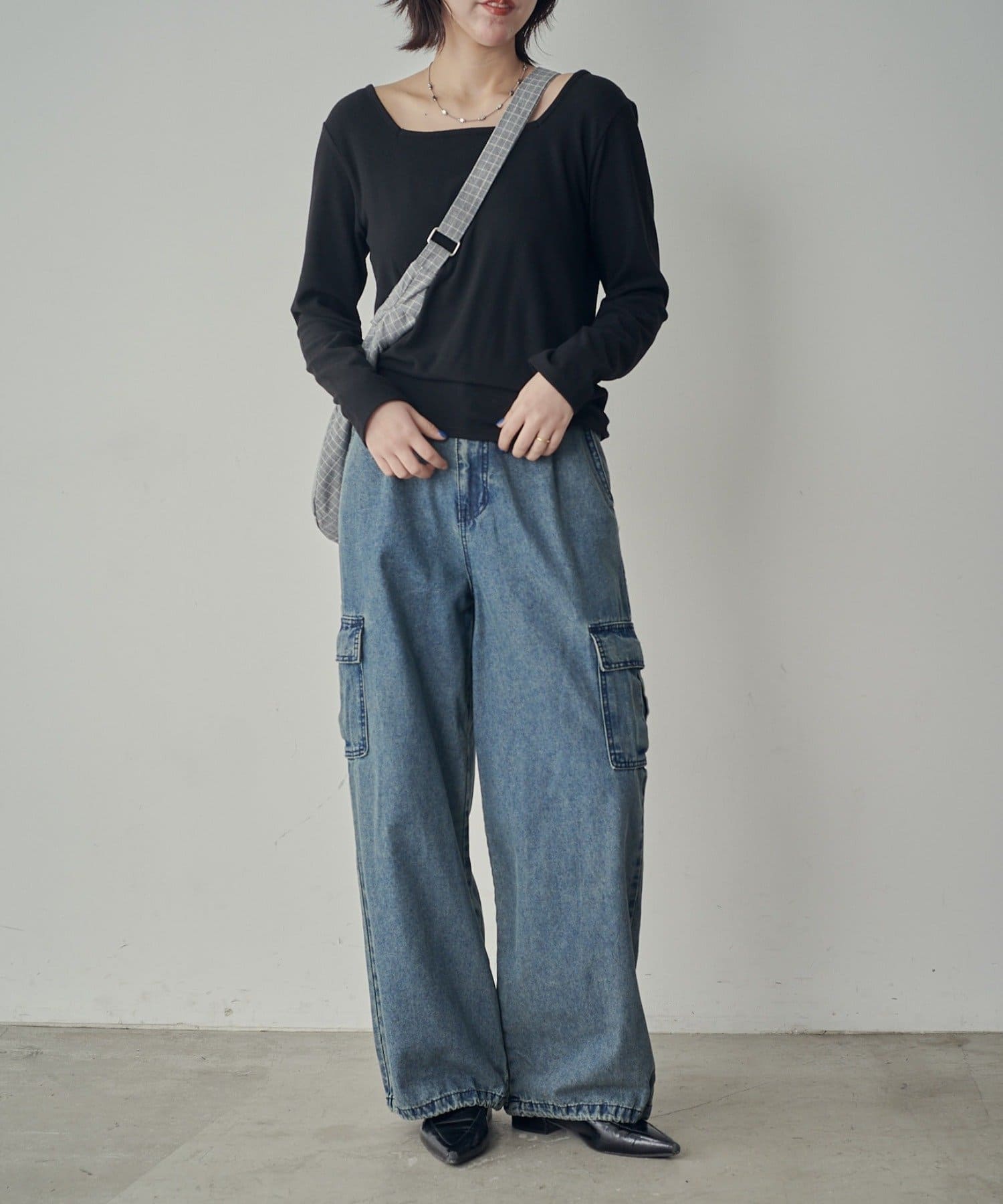 -goocy-(グーシー) チェックラウンドショルダーバッグ